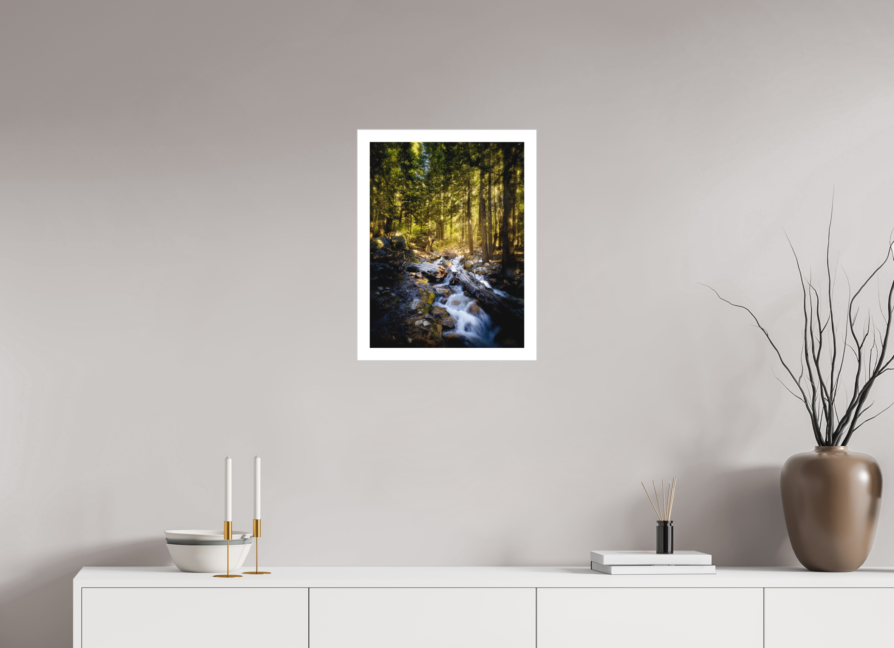15 x 20″, Fine Art Bonded Acrylic Lone Pine Creek Waterfall on Mt. Whitney