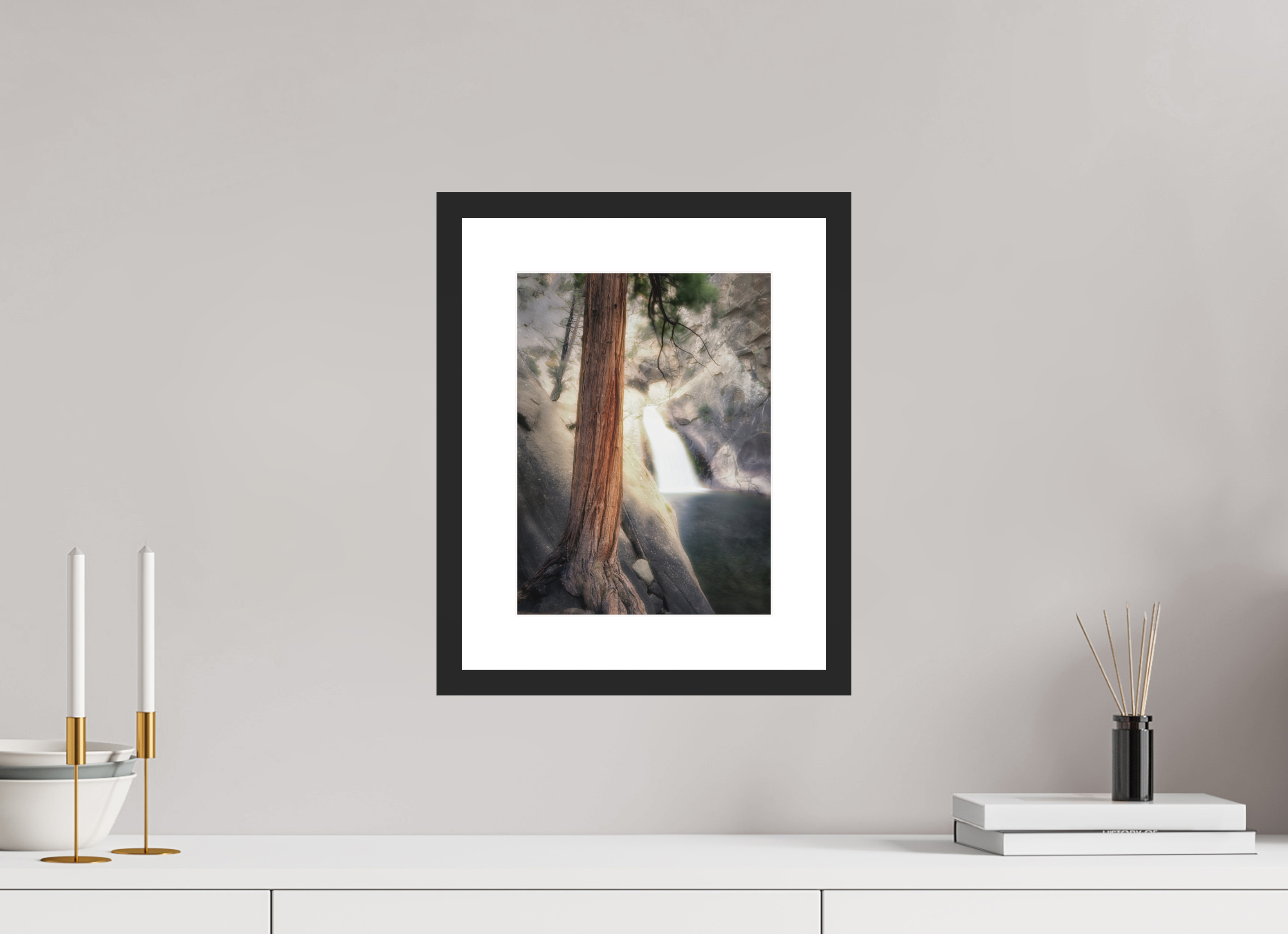 9 x 12″, Passe-Partout Black Frame Roaring River Falls 2 — Kings Canyon
