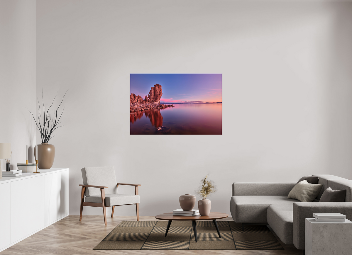 54 x 36″, Bonded Acrylic White Frame Mono Lake: Tufa Dawn