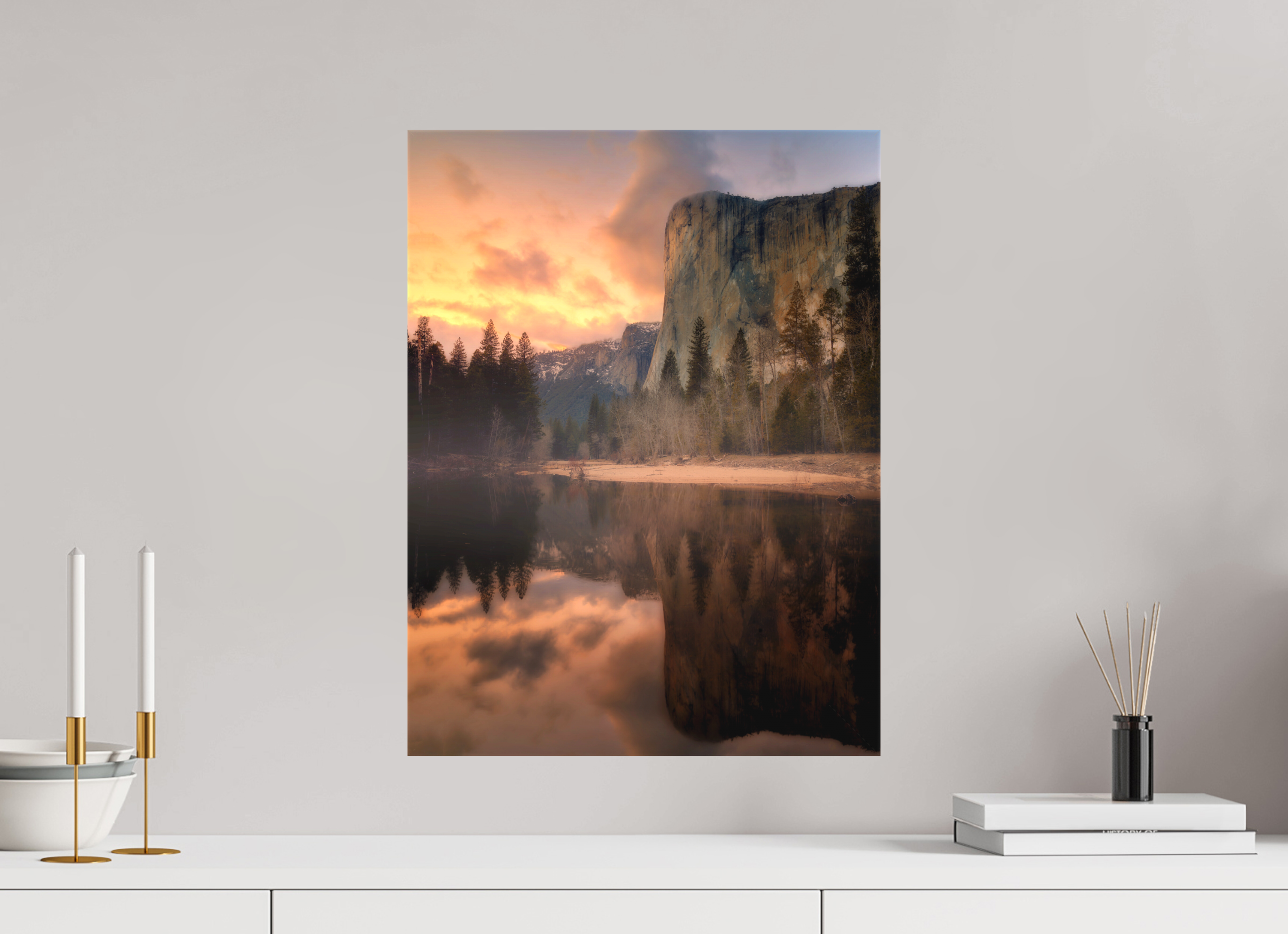 15 x 20″, Fine Art Textile Sunset & Storm Over El Capitan
