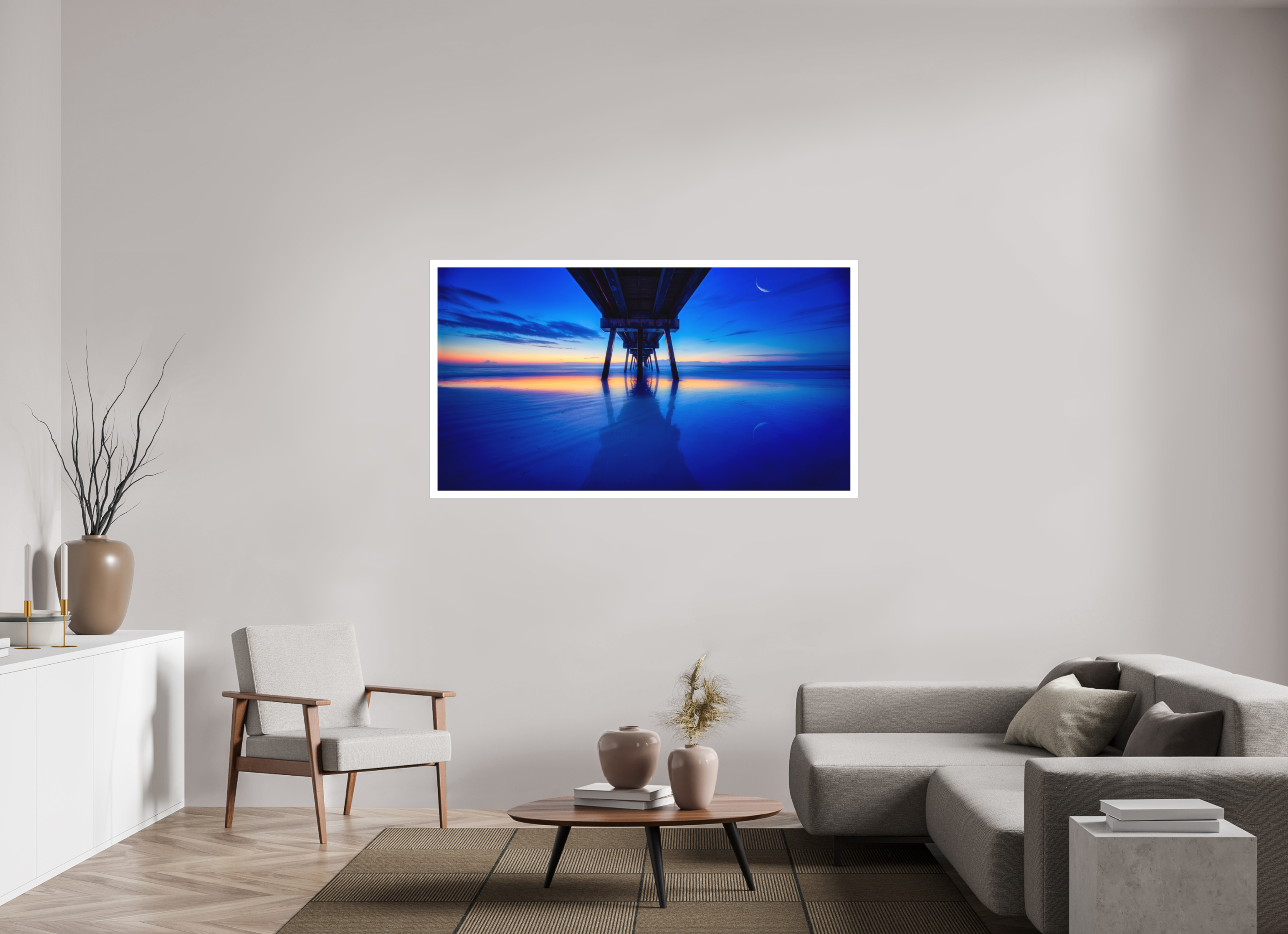 64.7 x 35″, Fine Art Bonded Acrylic Dawn at The Jax Pier