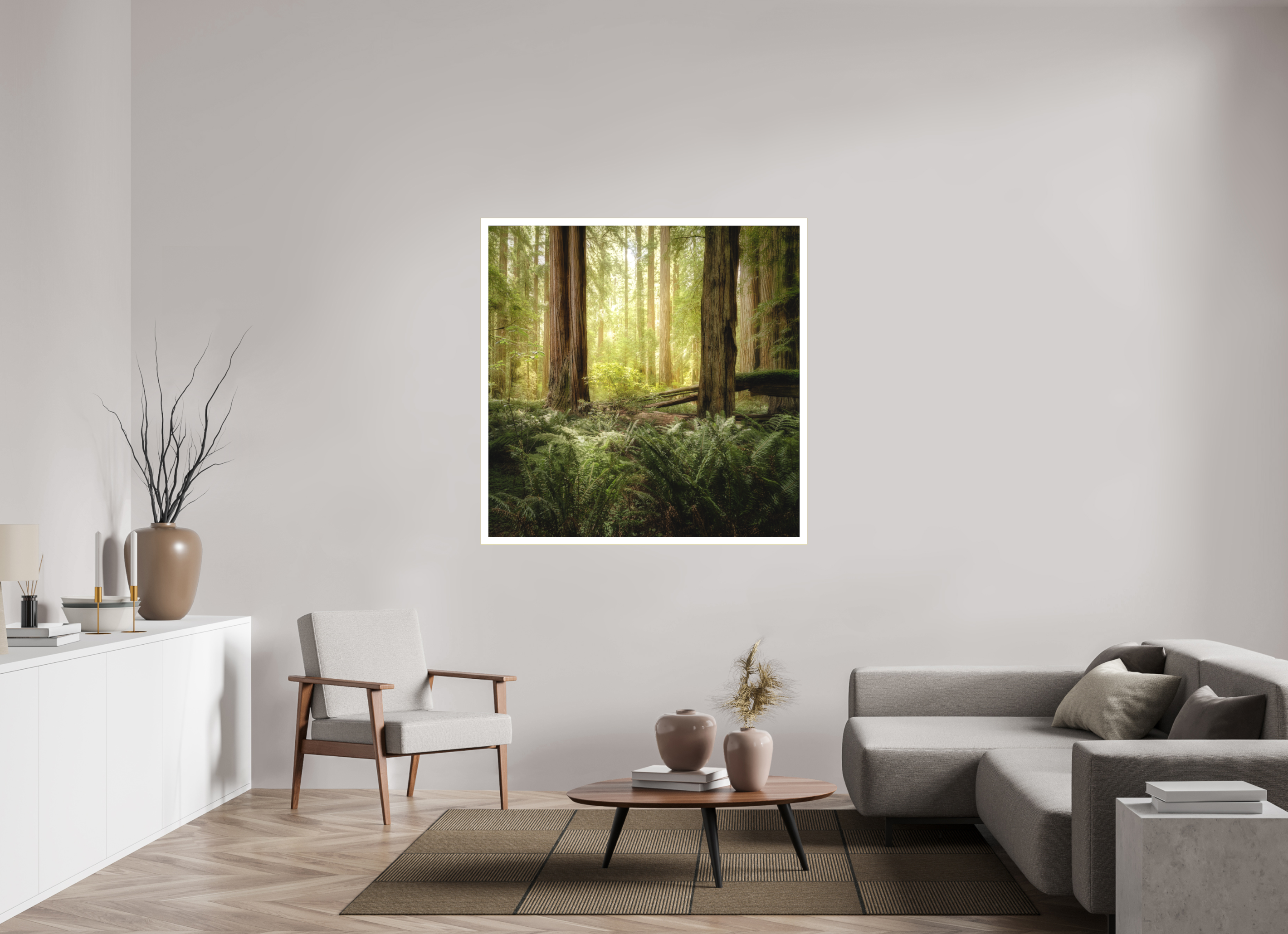 50 x 50″, Bonded Acrylic Mat + Gold Frame Lux Armarium: Stout Grove