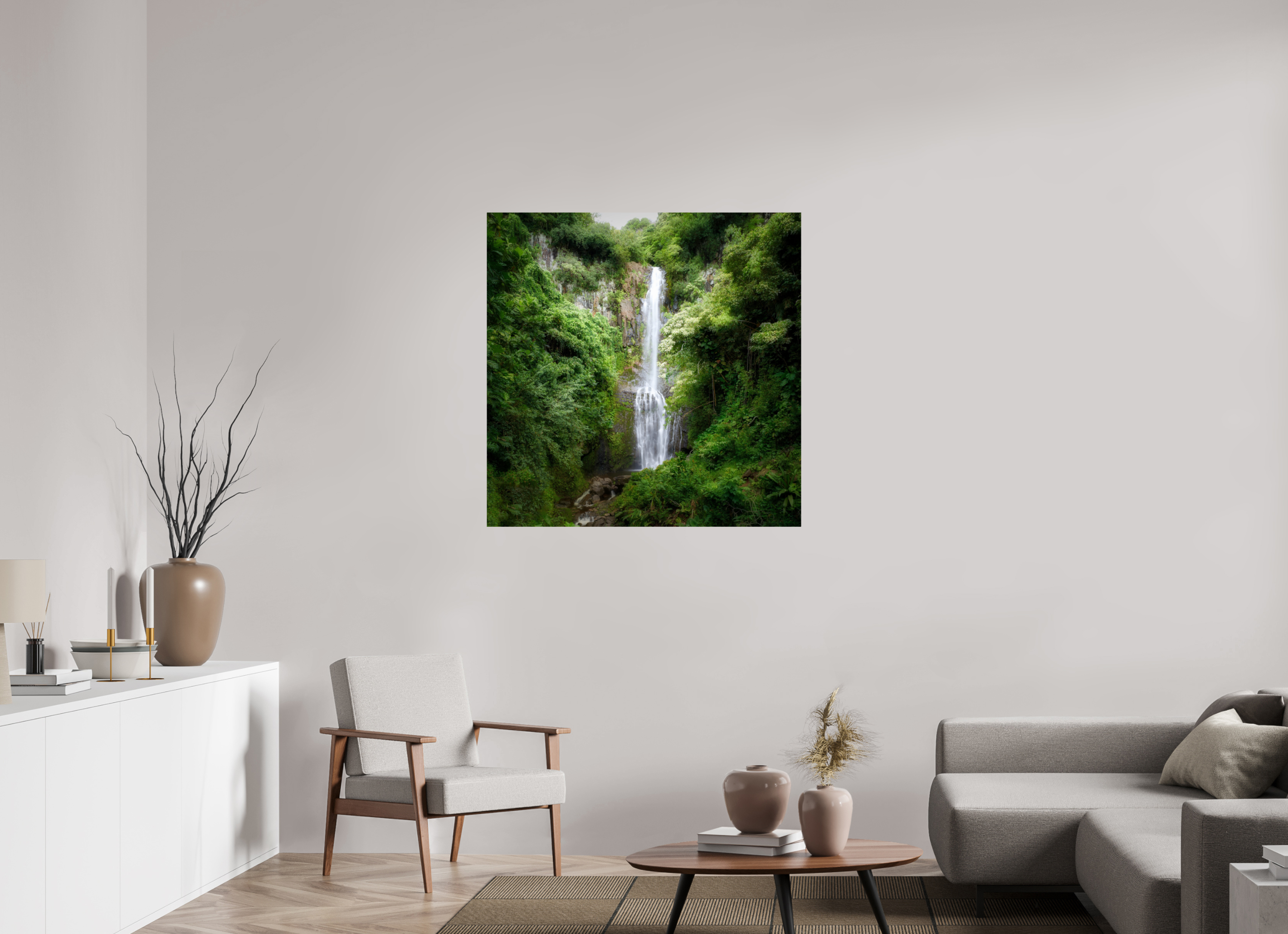 40 x 40″, Giclée Alu-Dibond Maui's Makahiku Falls
