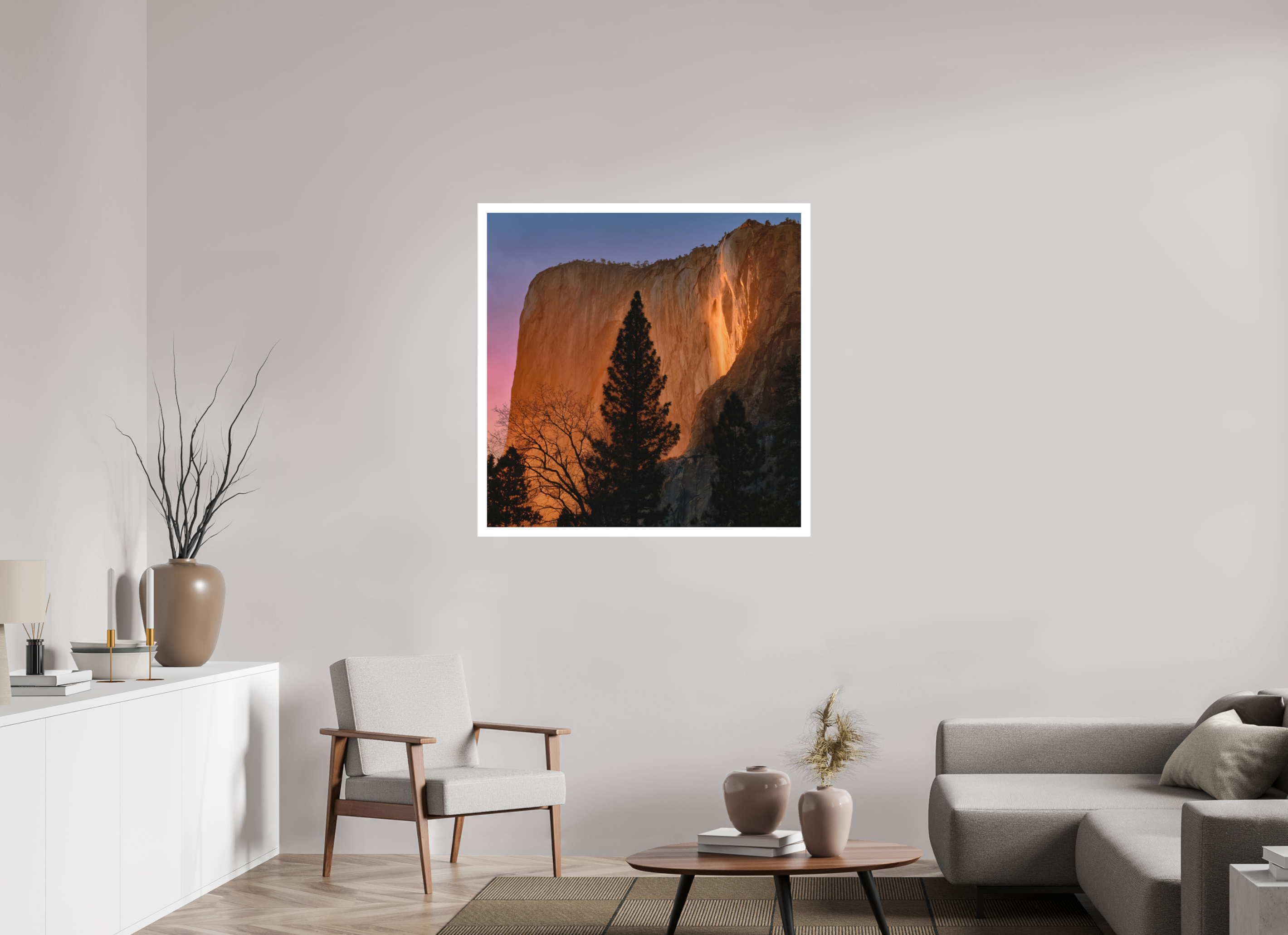 40 x 40″, Bonded Acrylic Mat + Silver Frame Horsetail Fall 2025