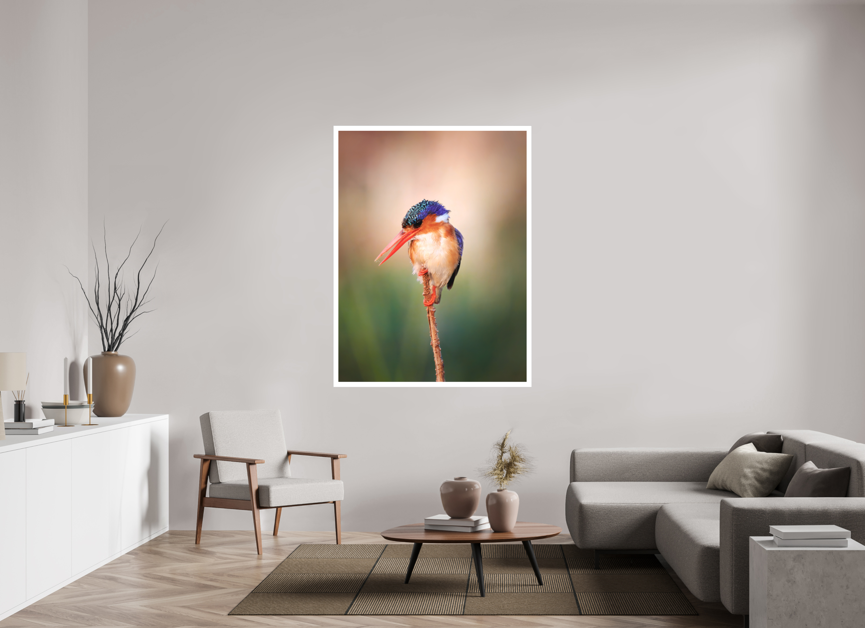 45 x 60″, Fine Art Bonded Acrylic Chobe River Kingfisher