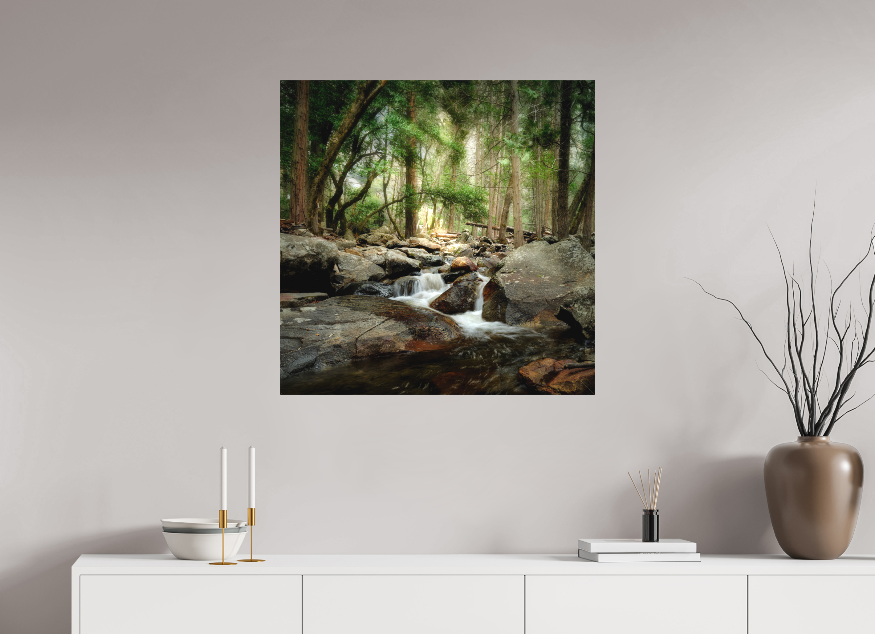 30 x 30″, Fine Art Textile Bridalveil Creek