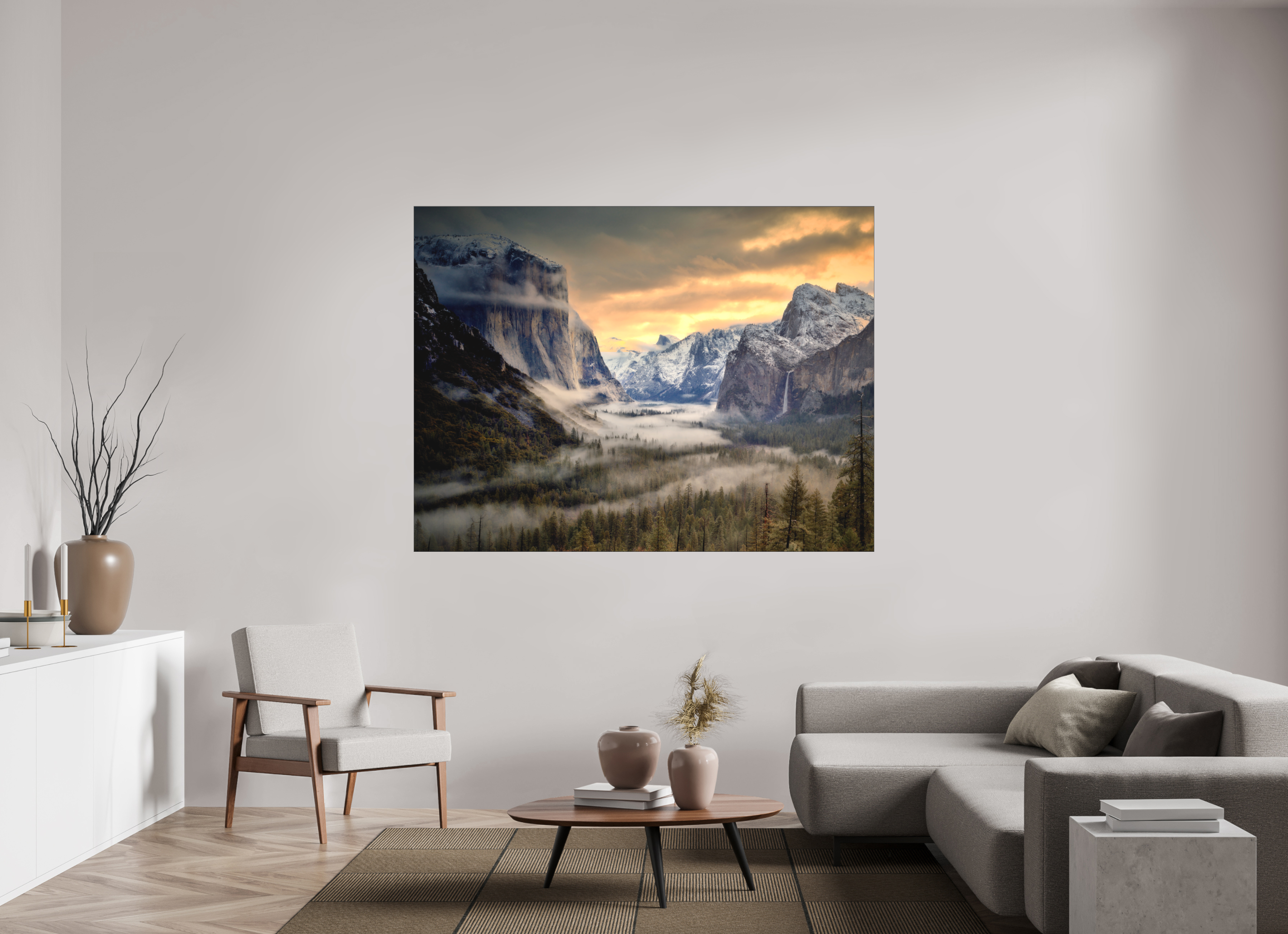 72 x 54″, Bonded Acrylic Black Frame Tunnel View Winter Dawn