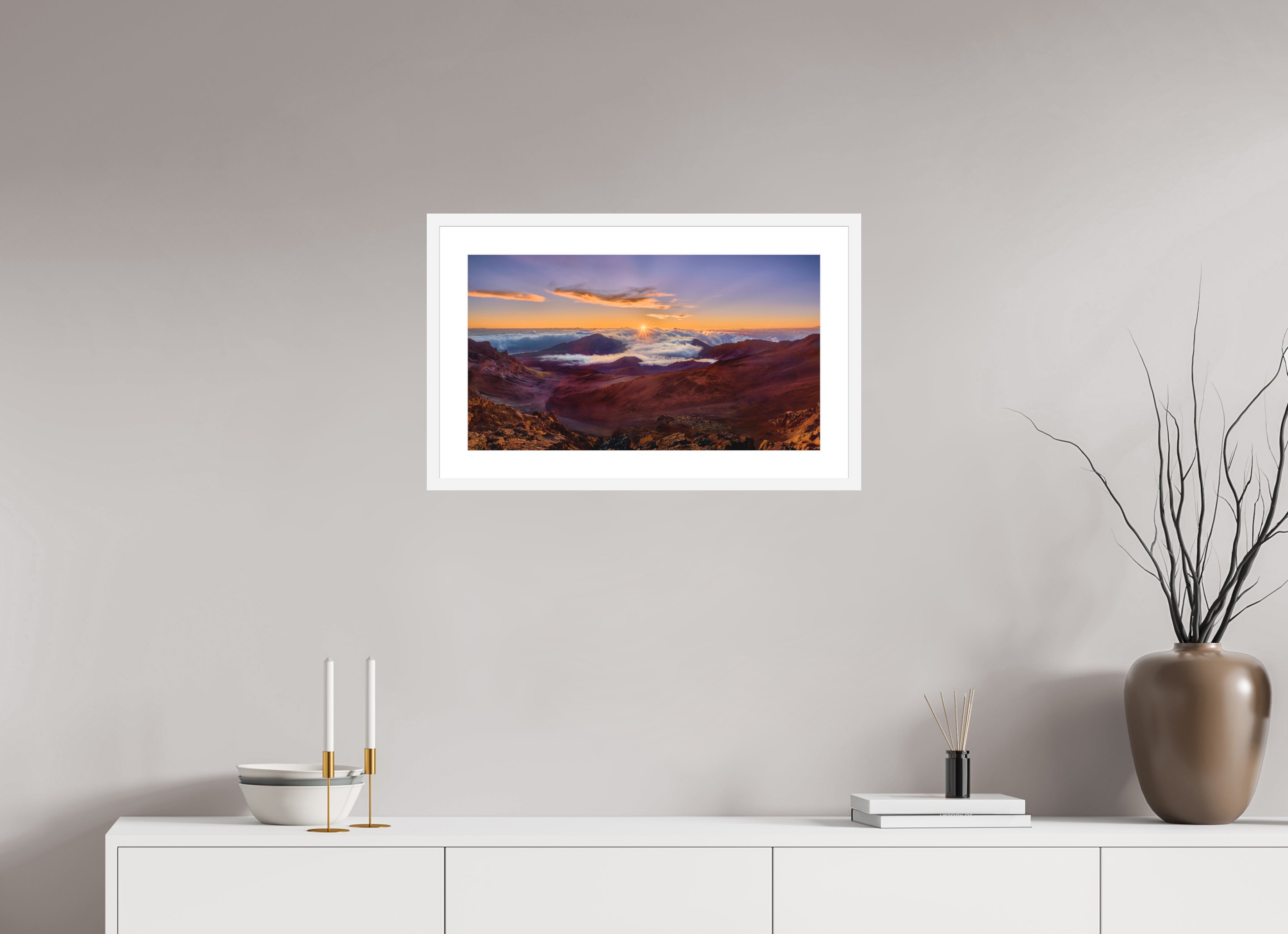 24 x 13.5″, Passe-Partout White Frame Haleakala Daybreak