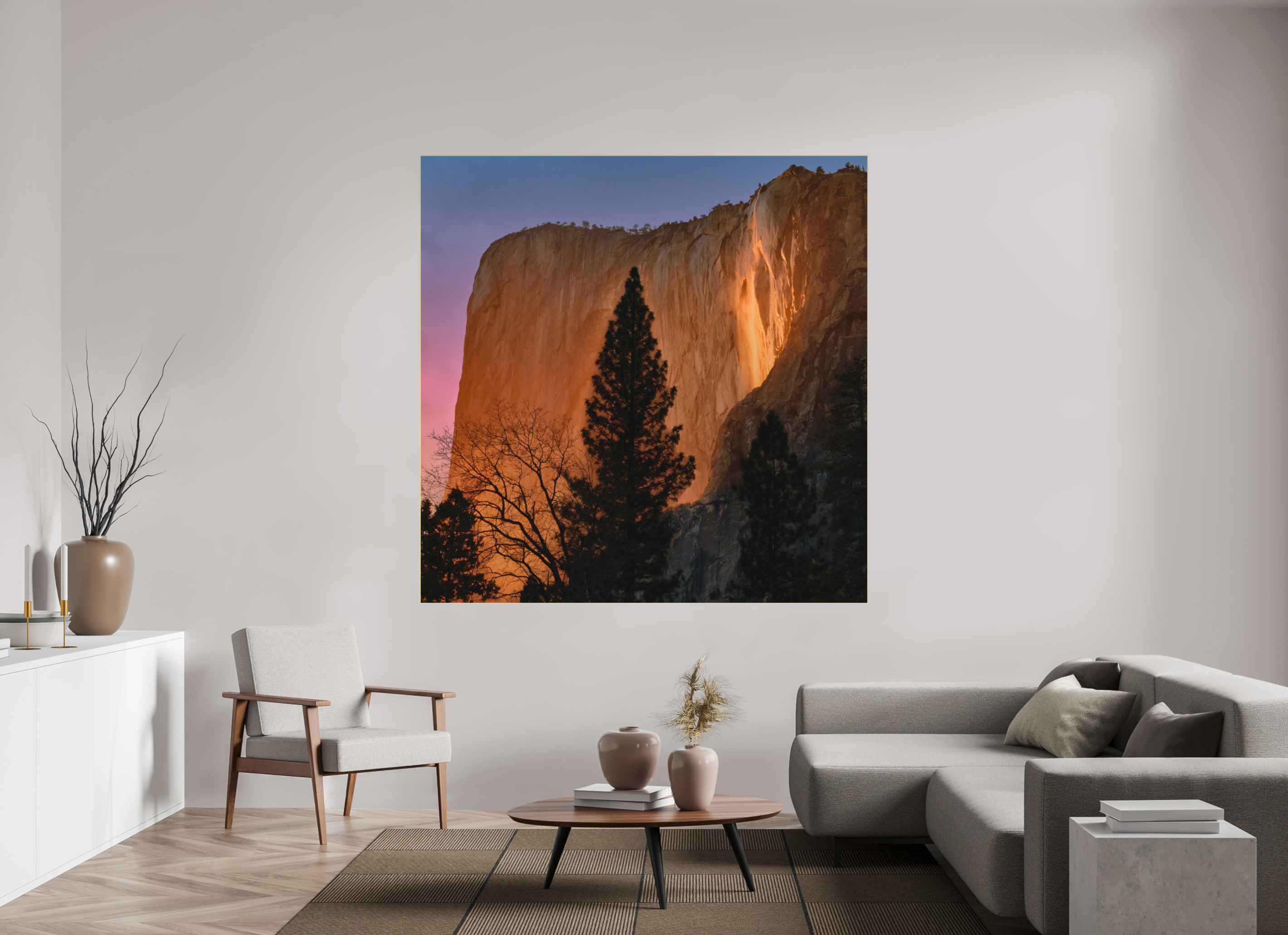 70 x 70″, Bonded Acrylic Gold Frame Horsetail Fall 2025