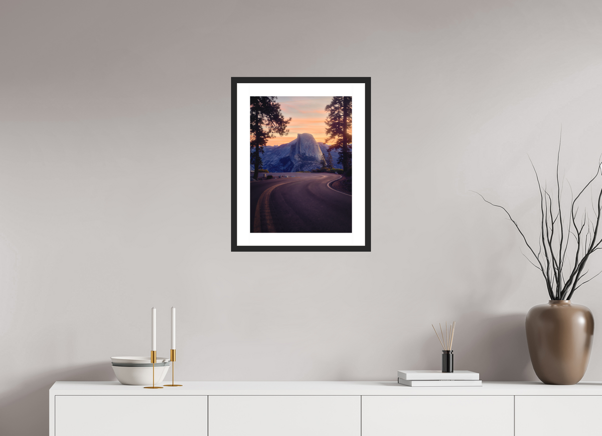 15 x 20″, Passe-Partout Black Frame Flexus: Half Dome from Horseshoe Curve