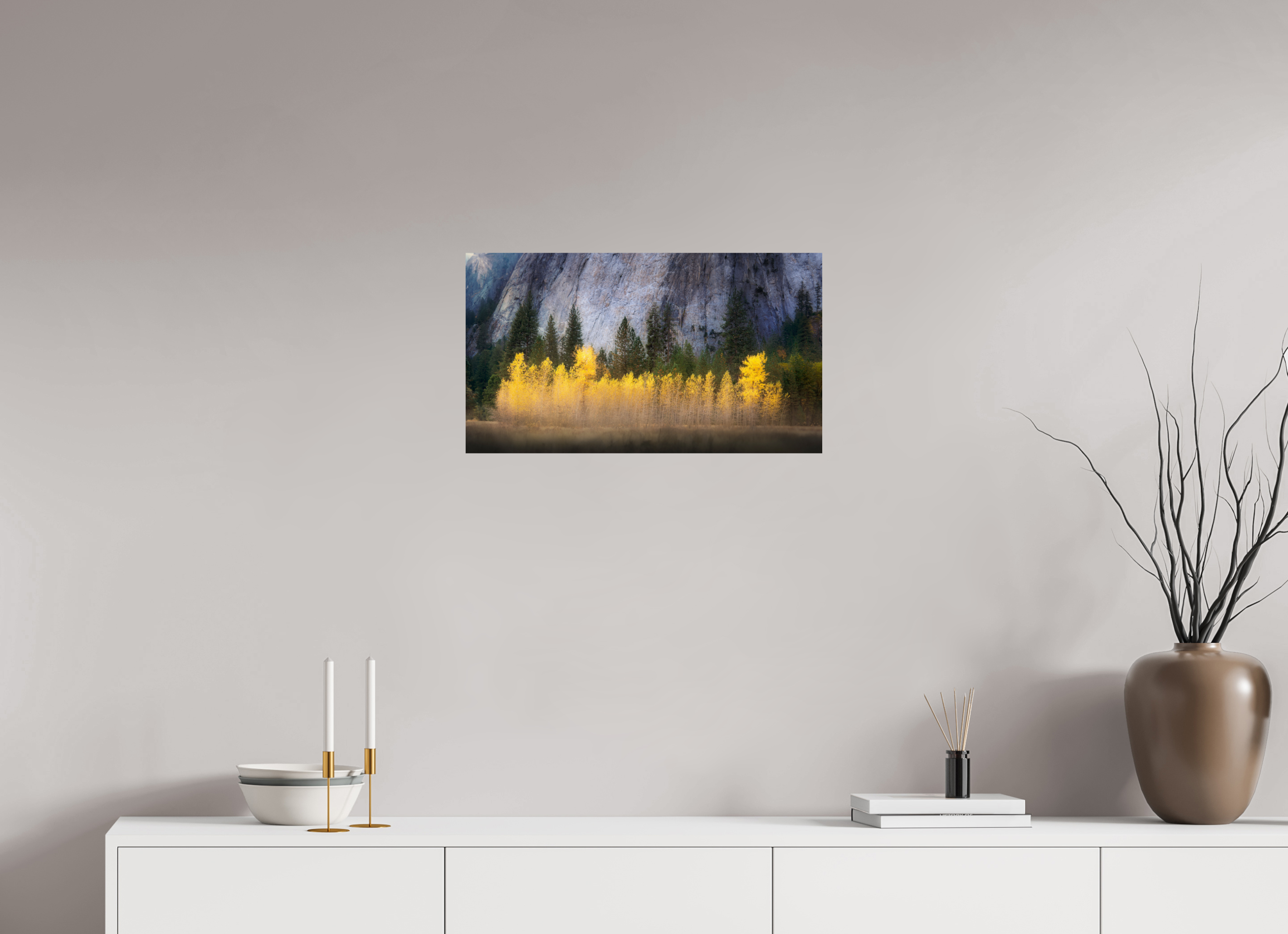 24 x 13.5″, Giclée Alu-Dibond Quaking Aspens Beneath Cathedral Rock