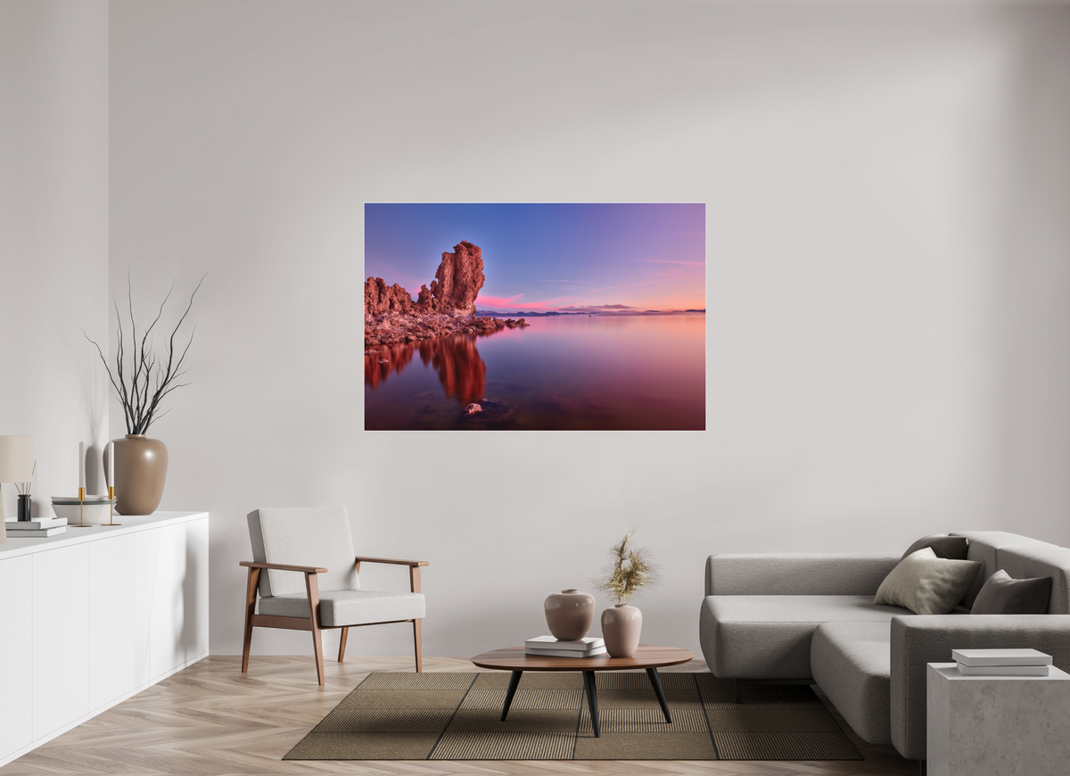 66 x 44″, Bonded Acrylic White Frame Mono Lake: Tufa Dawn