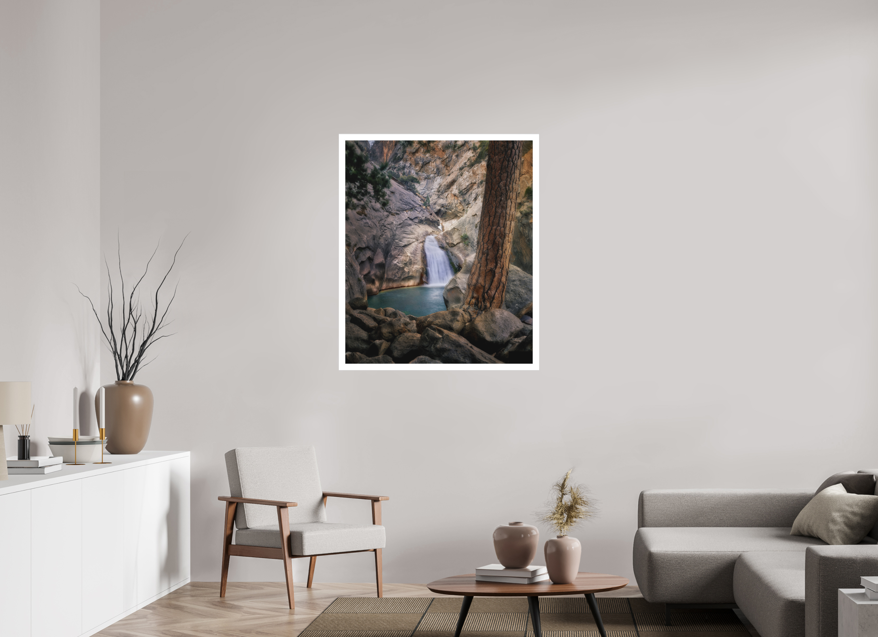 35 x 41.7″, Fine Art Bonded Acrylic Roaring River Falls 1 —Kings Canyon