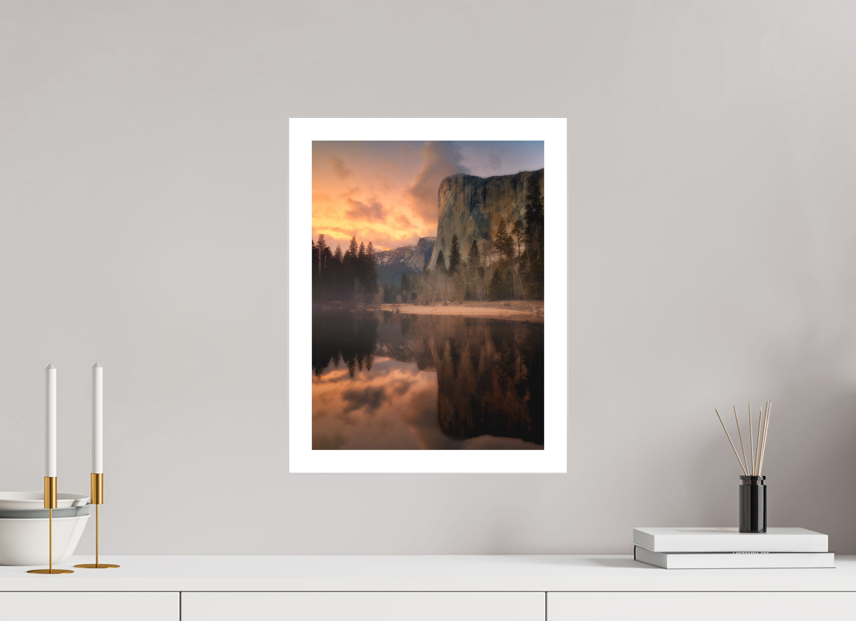 12 x 16″, Fine Art Bonded Acrylic Sunset & Storm Over El Capitan