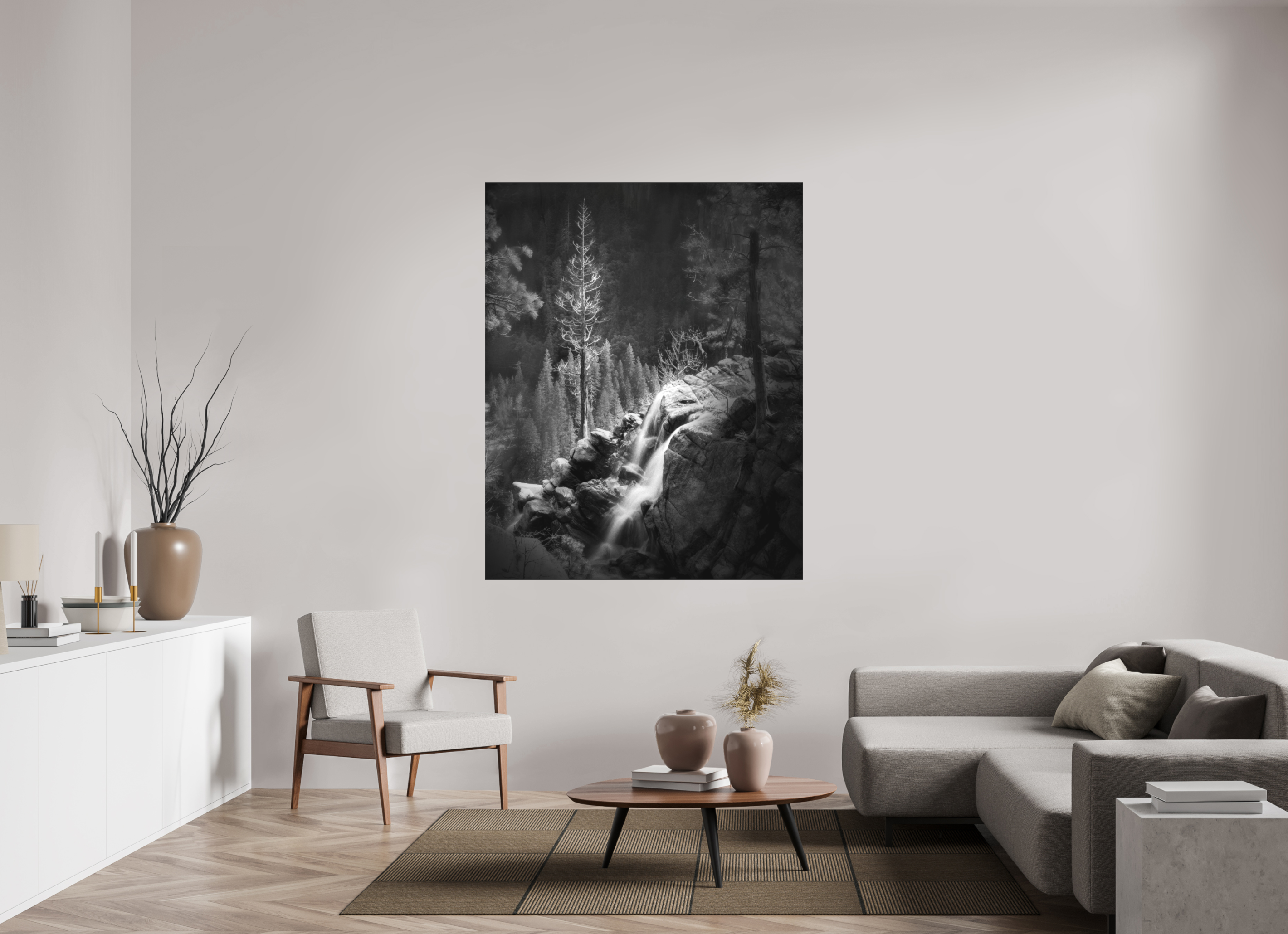 51 x 63.7″, Bonded Acrylic Black Frame Lucidum: Yosemite's Cascade Creek