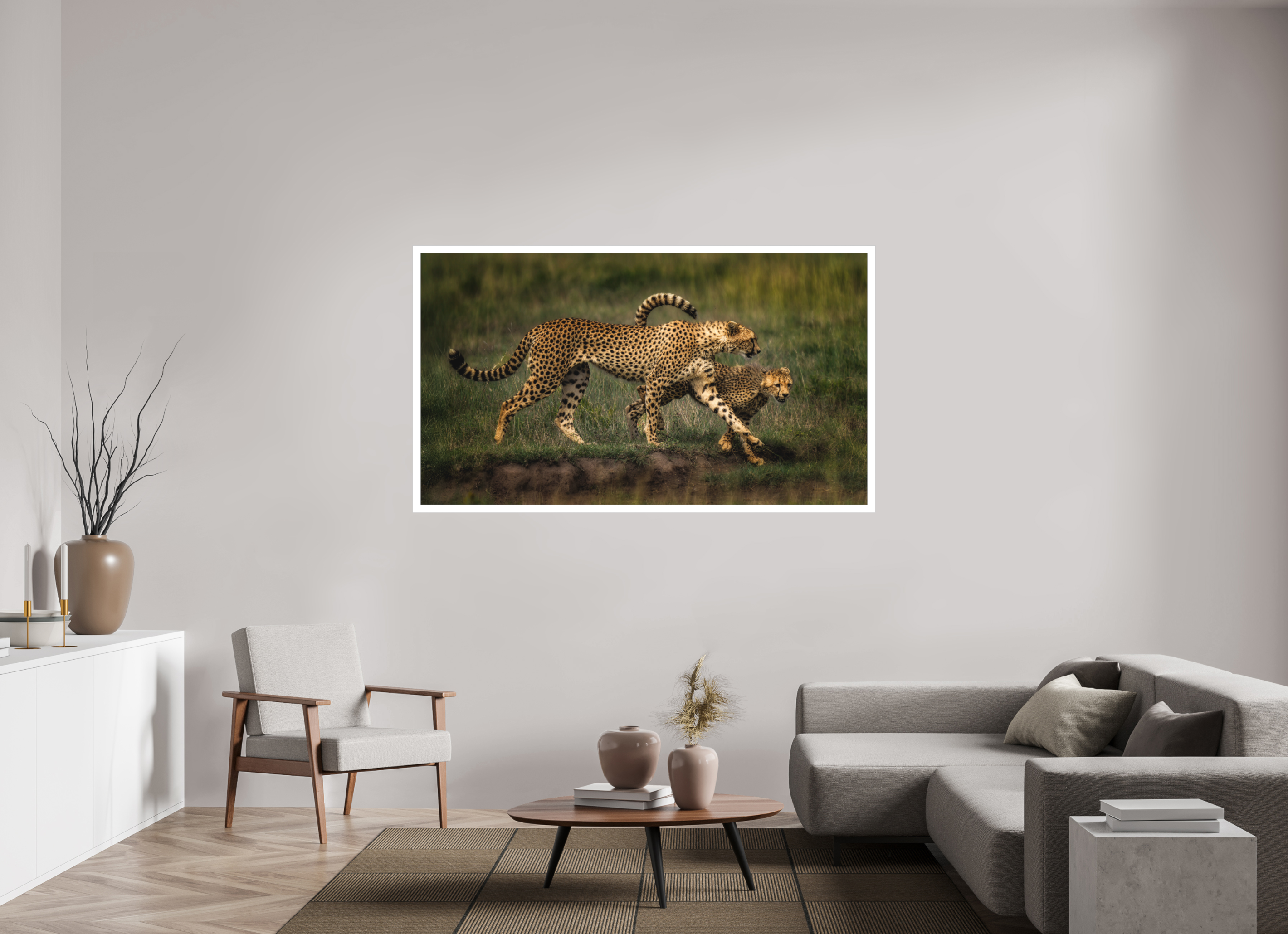 70 x 39.4″, Fine Art Bonded Acrylic Mother & Son on the Serengeti