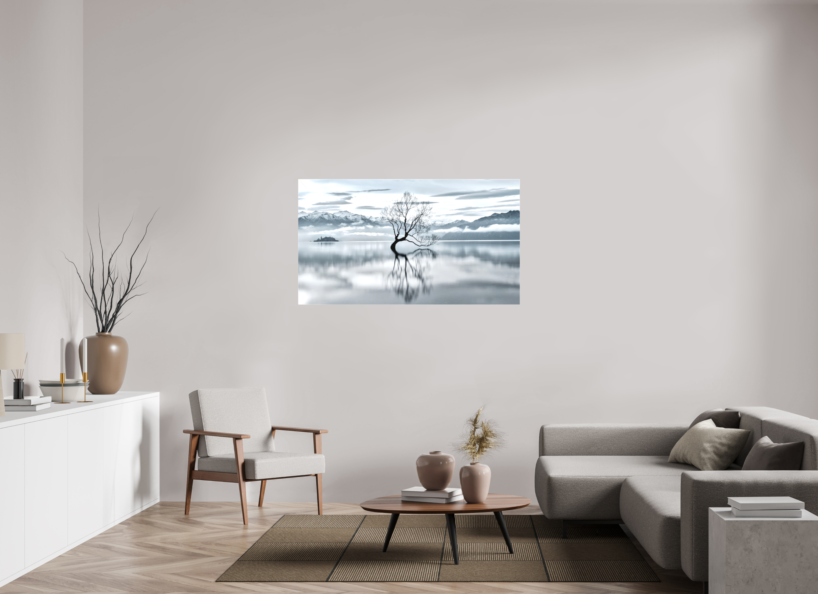 55 x 30.9″, Fine Art Textile Wanaka III: Almost Monochrome
