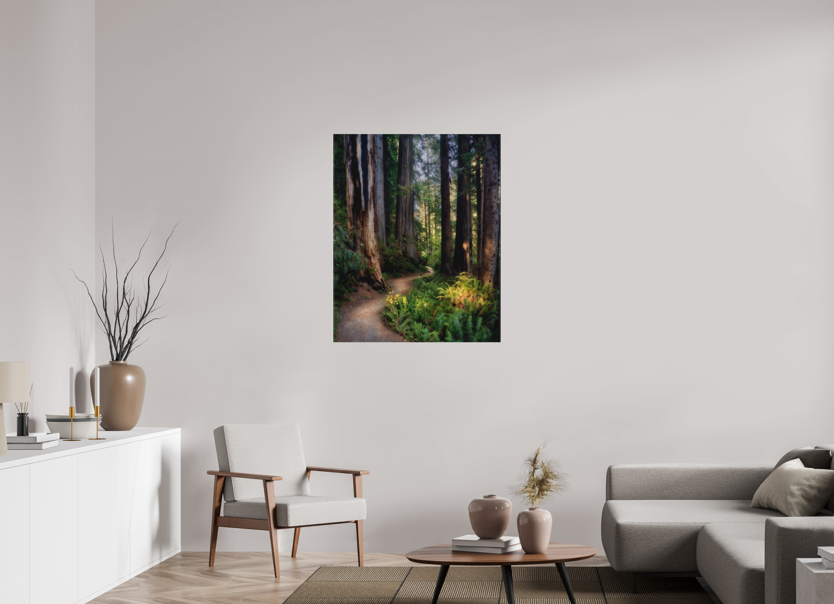 32 x 40″, Fine Art Textile Prairie Creek Redwoods Pathway