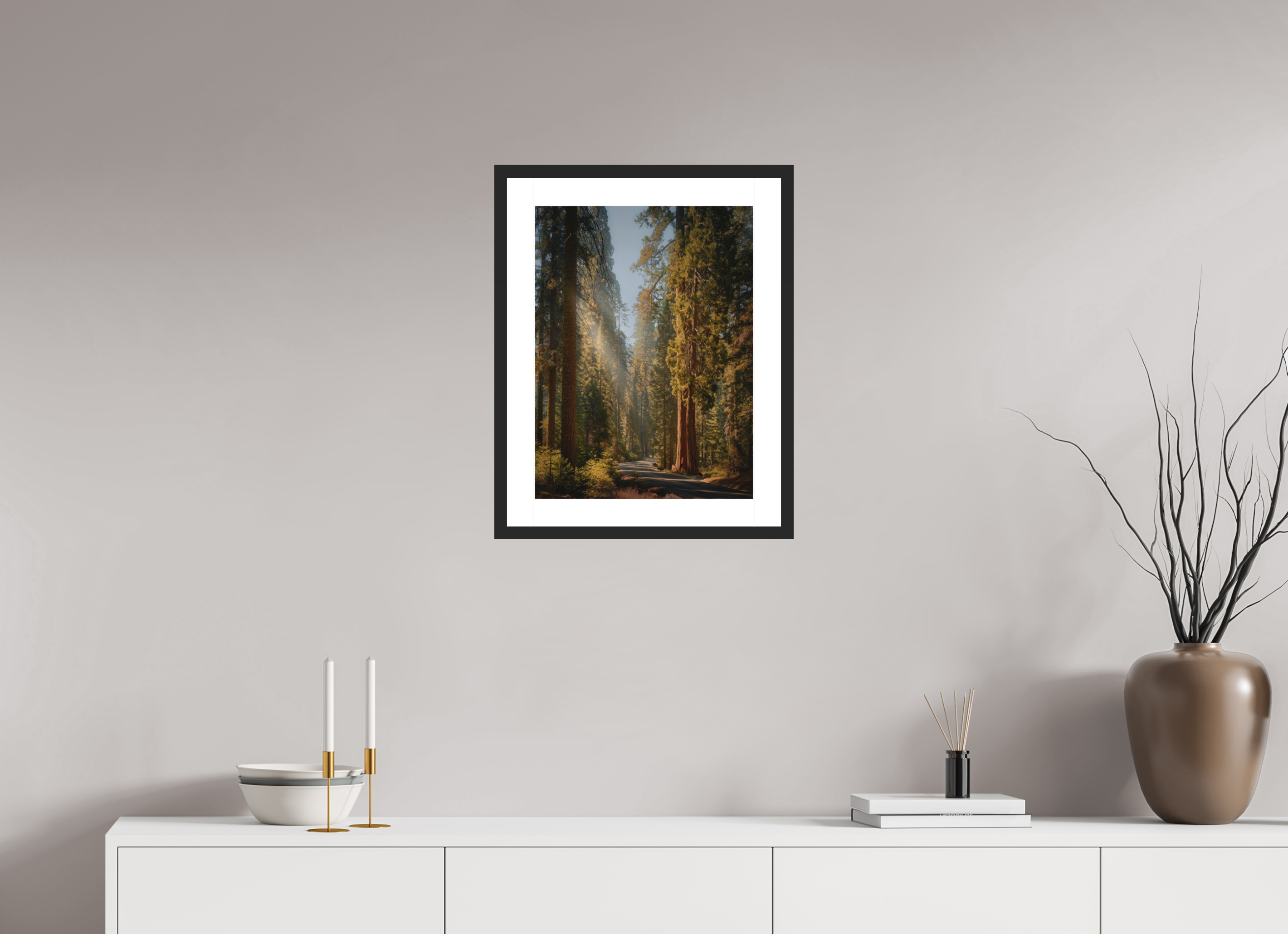 15 x 20″, Passe-Partout Black Frame The Generals Highway II: Sequoia National Park