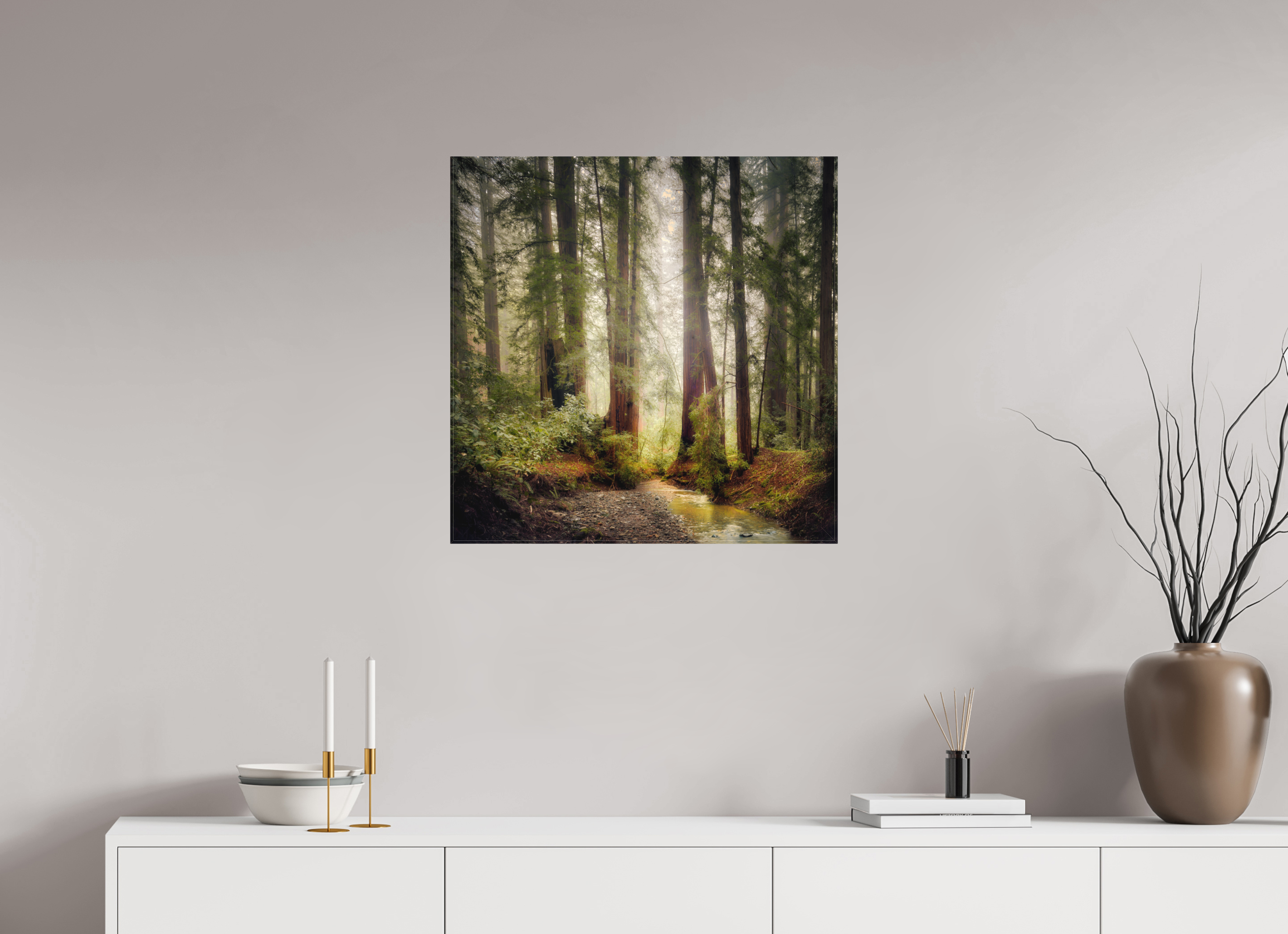25 x 25″, Fine Art Textile Armstrong Woods IV: Lucem in Nemore
