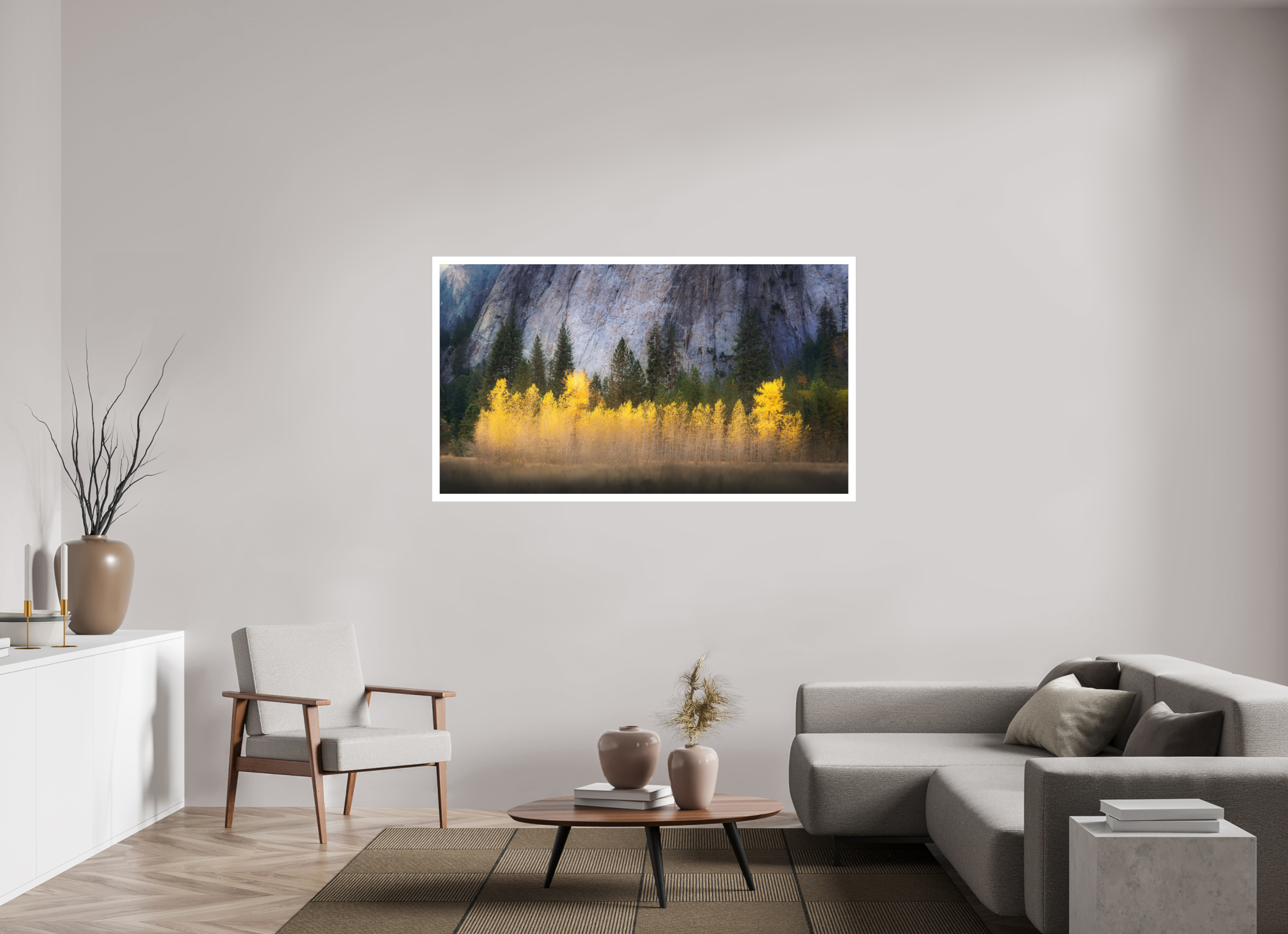 64 x 36″, Fine Art Bonded Acrylic Quaking Aspens Beneath Cathedral Rock