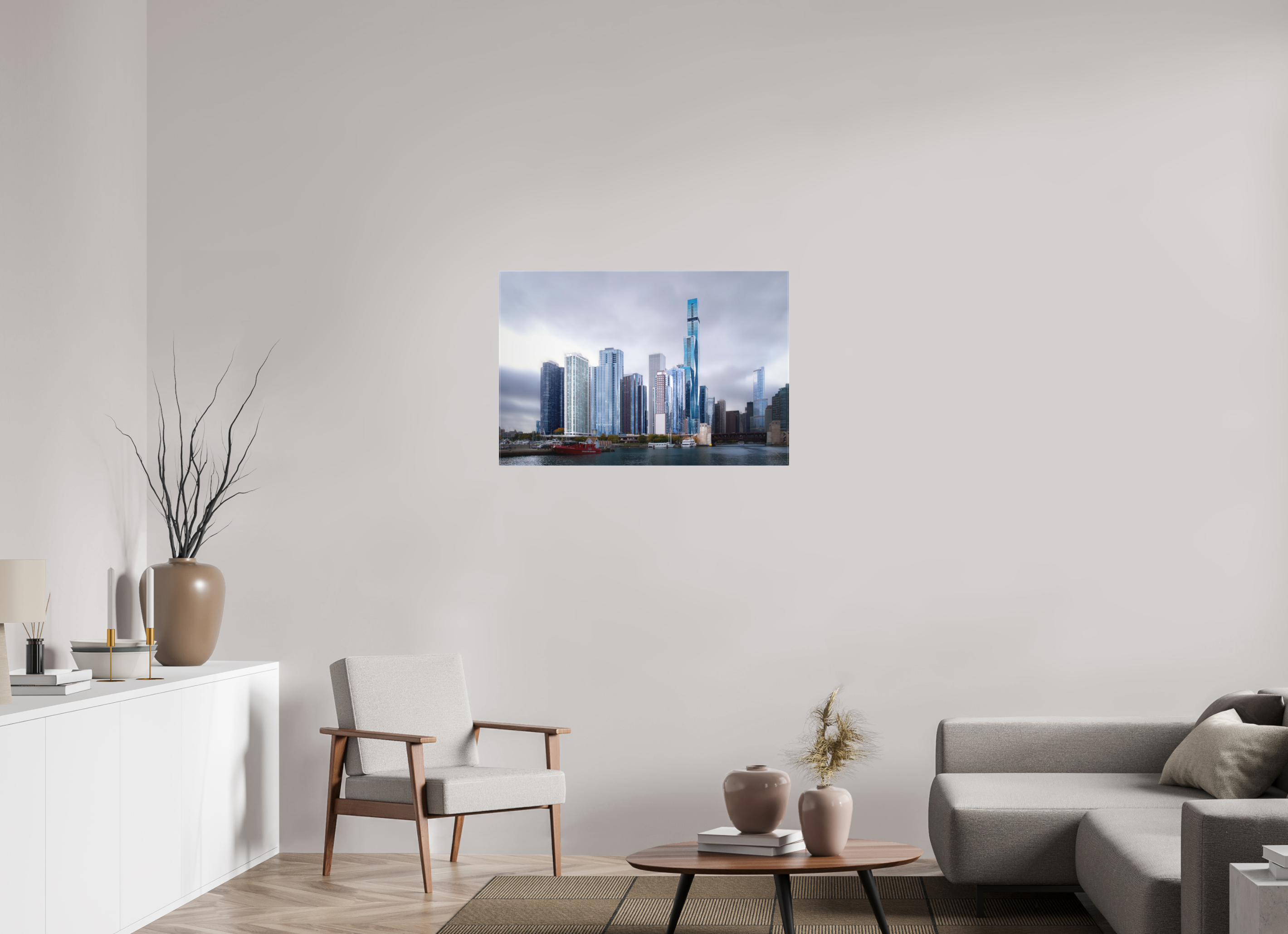36 x 24″, Fine Art Textile Tomorrow Land — the Chicago Skyline