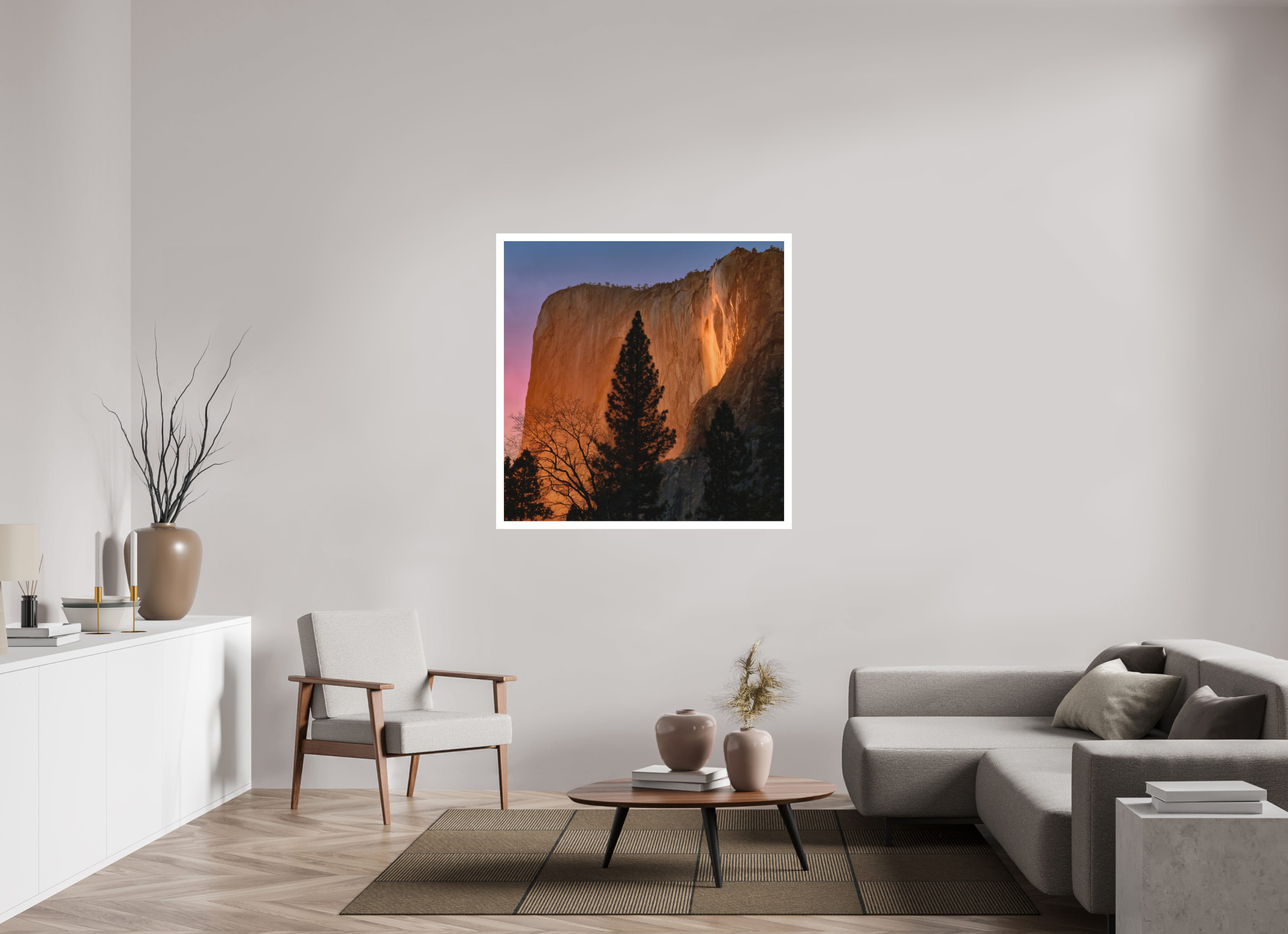 45 x 45″, Bonded Acrylic Mat + White Frame Horsetail Fall 2025