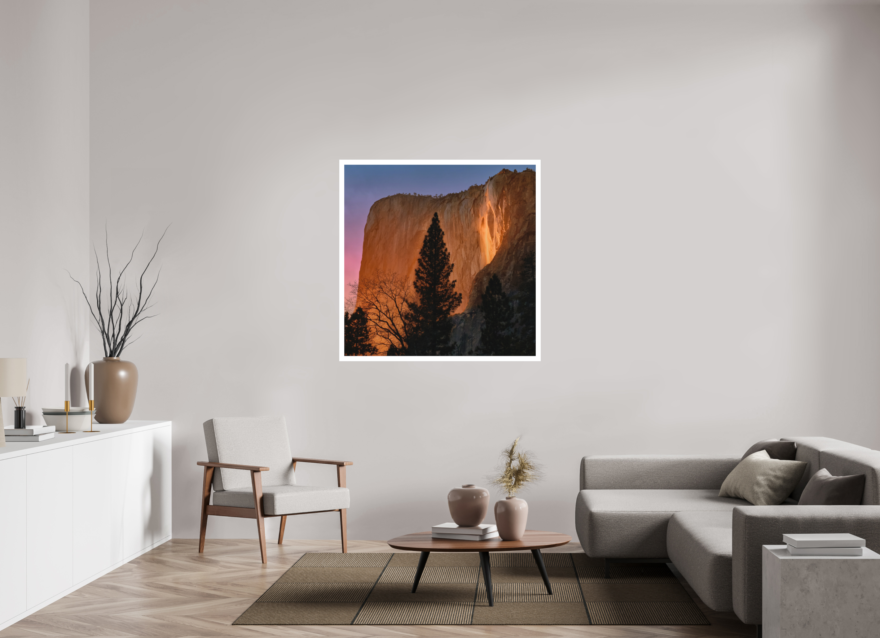45 x 45″, Bonded Acrylic Mat + Silver Frame Horsetail Fall 2025