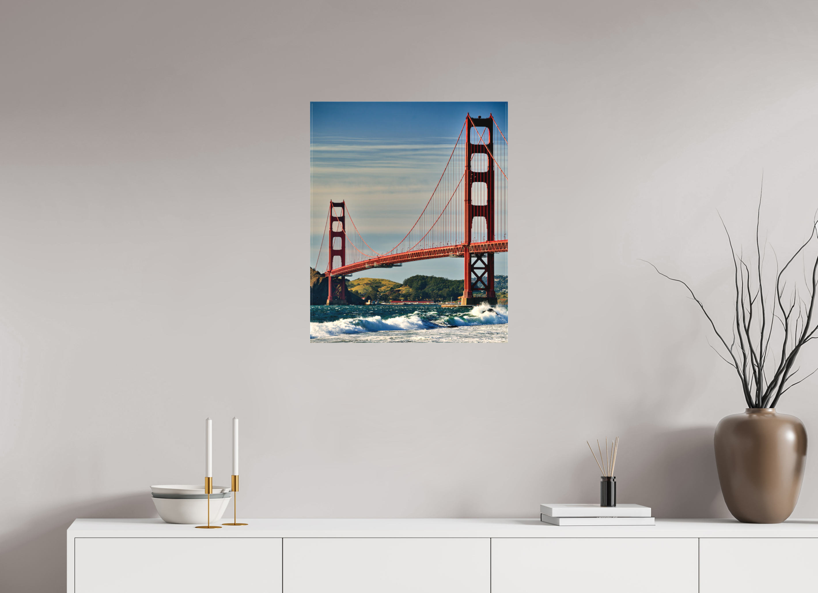 20 x 24.5″, Fine Art Textile Golden Gate II: Another Postcard View