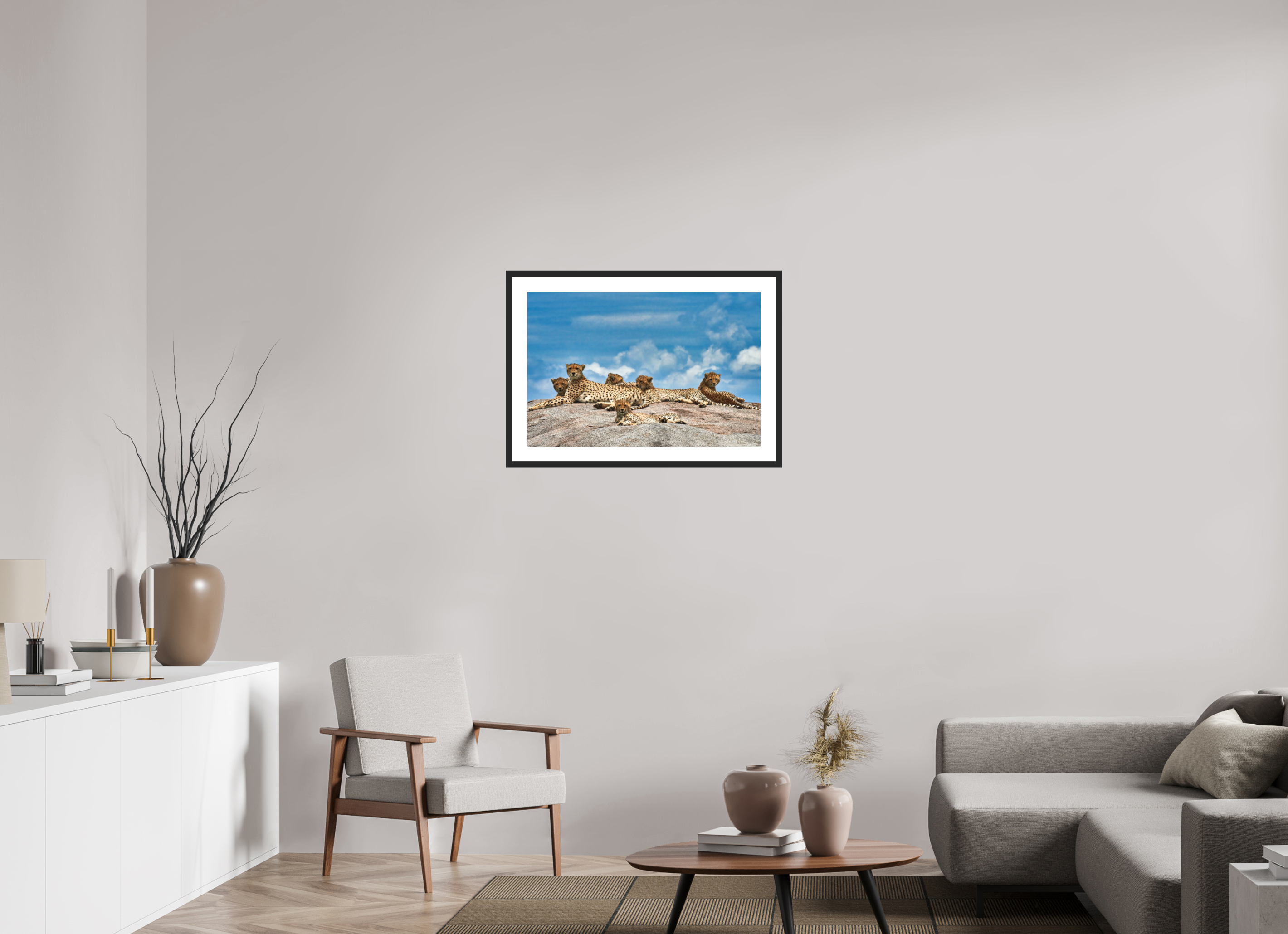 30 x 20″, Passe-Partout Black Frame Super Mom & Cubs