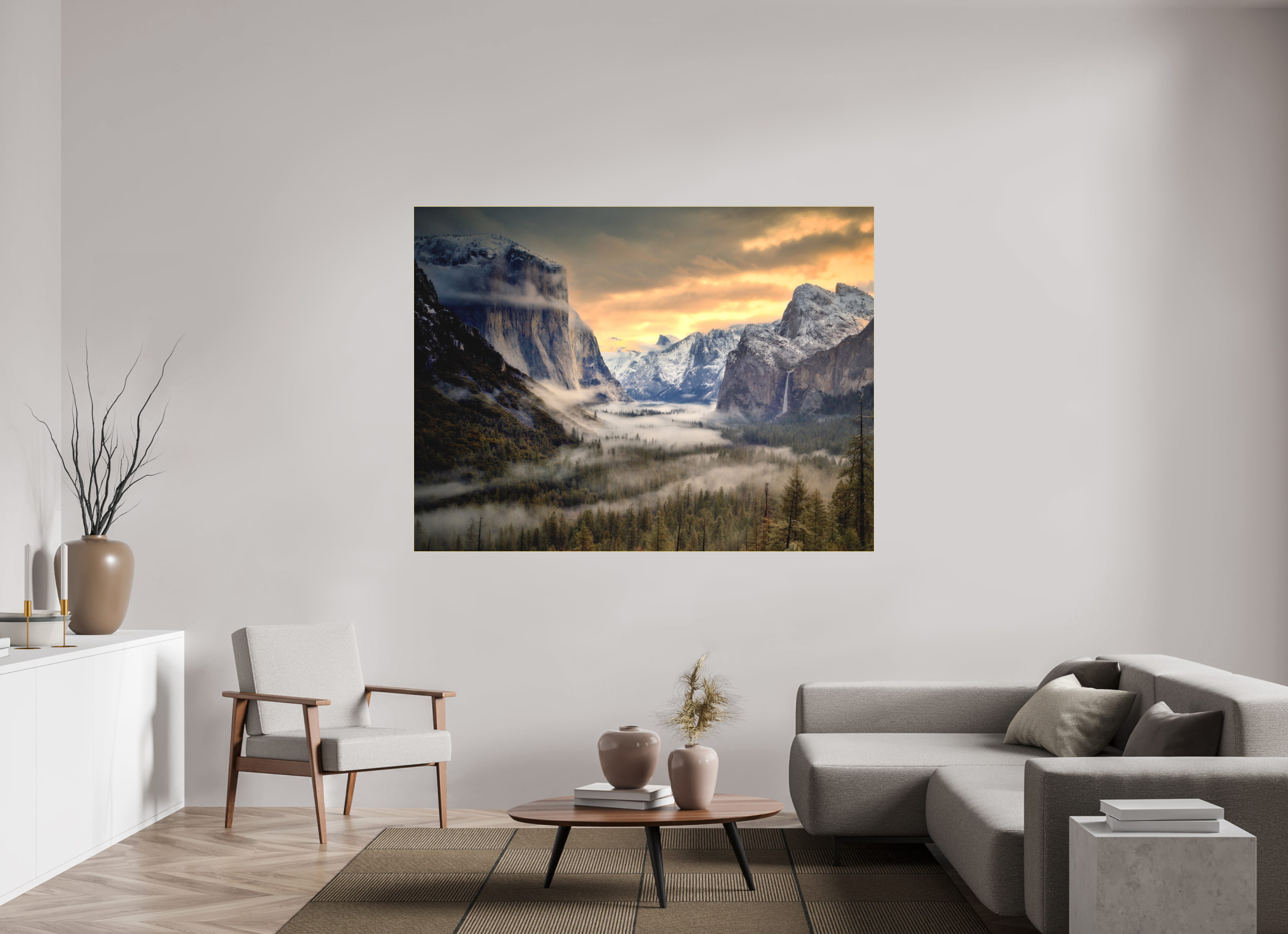 72 x 54″, Bonded Acrylic Gold Frame Tunnel View Winter Dawn