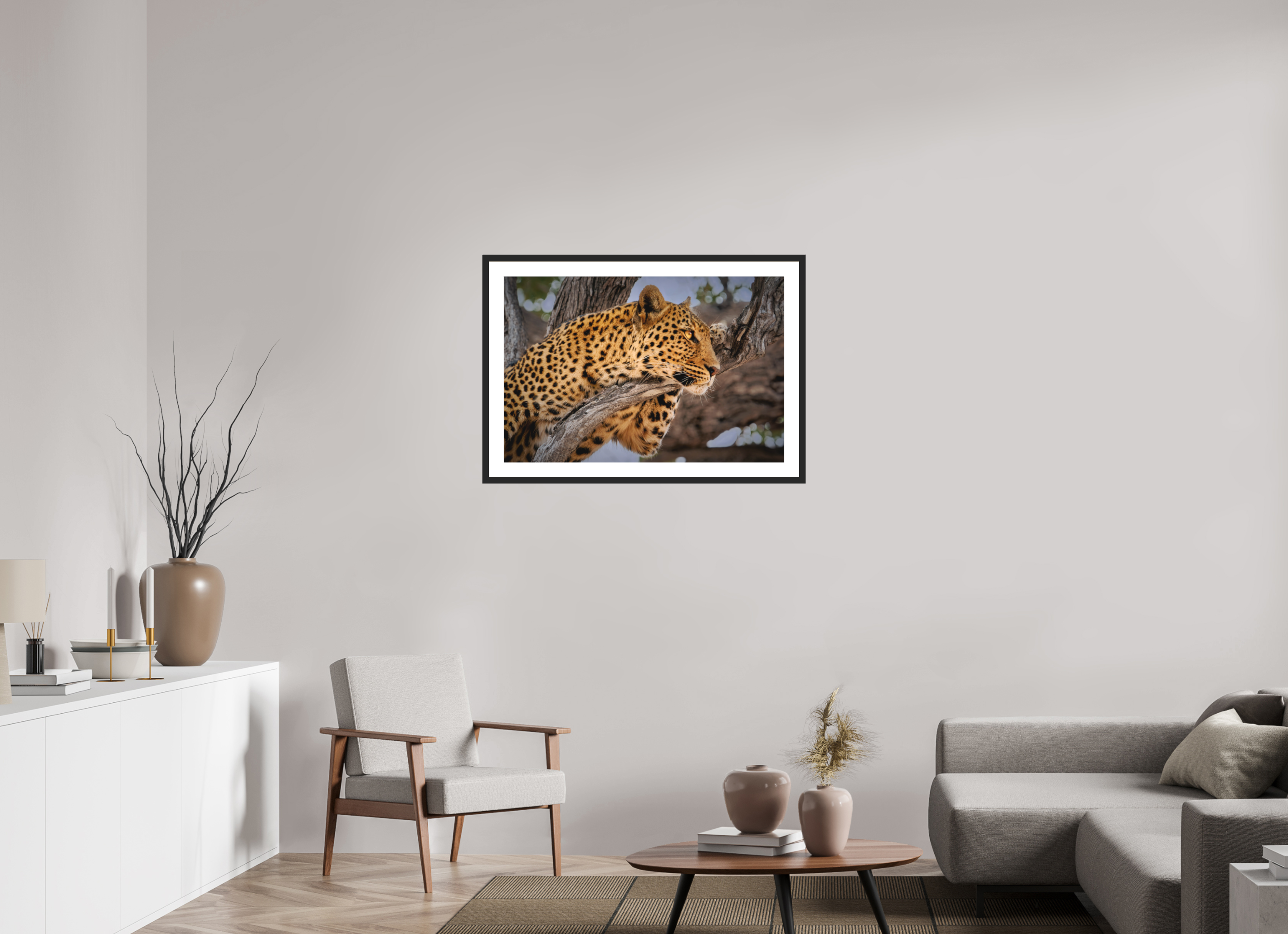 36 x 24″, Passe-Partout Black Frame Leopard Princess of Savute