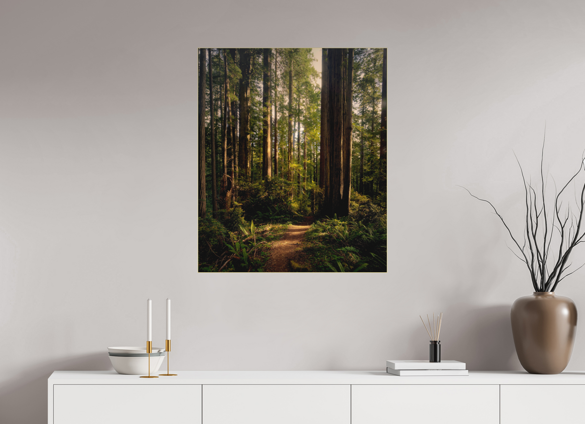 28 x 33.3″, Bonded Acrylic Gold Frame "I went to the woods . . .."