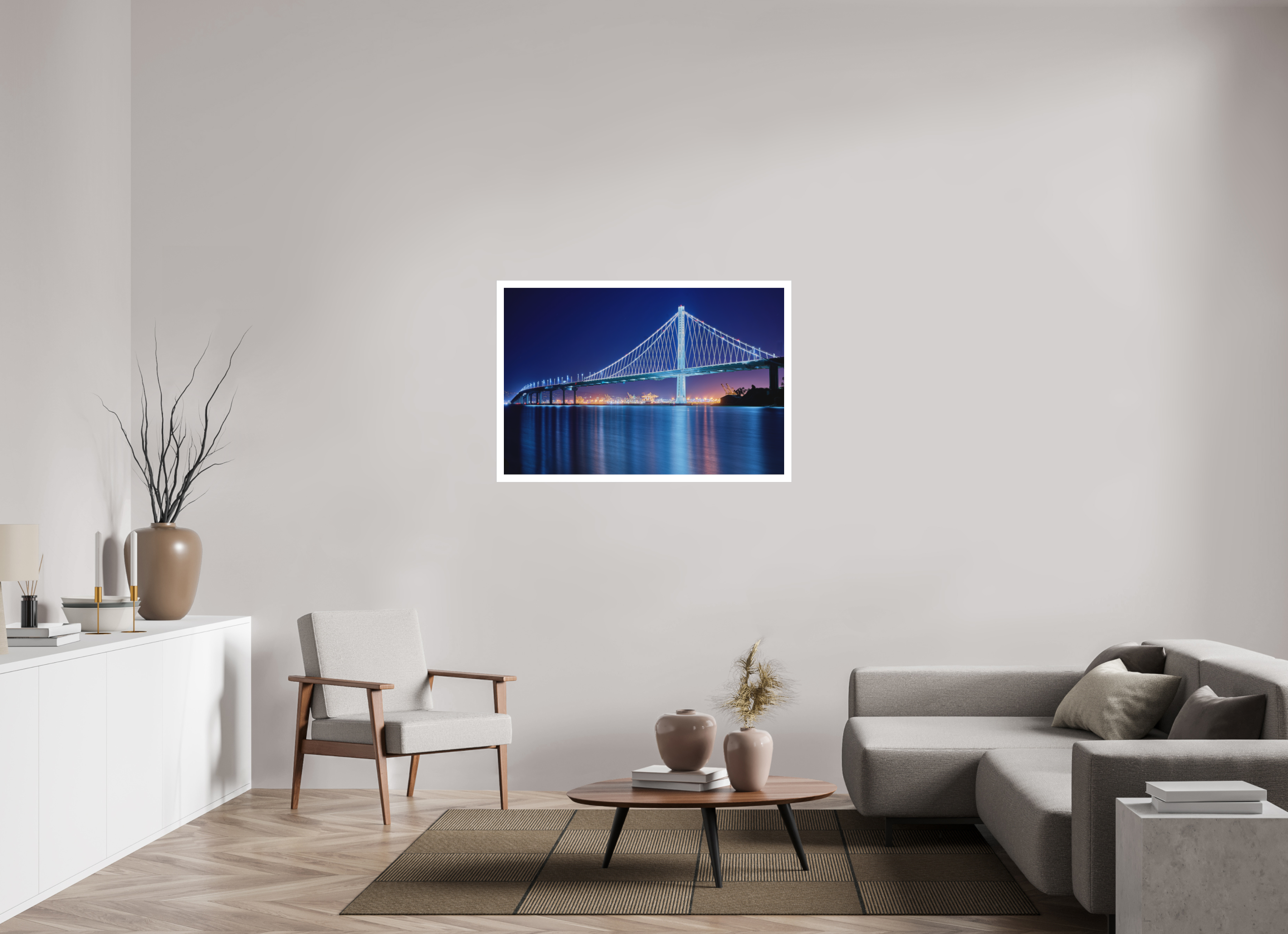 45 x 30″, Fine Art Bonded Acrylic The Bay Bridge at Night