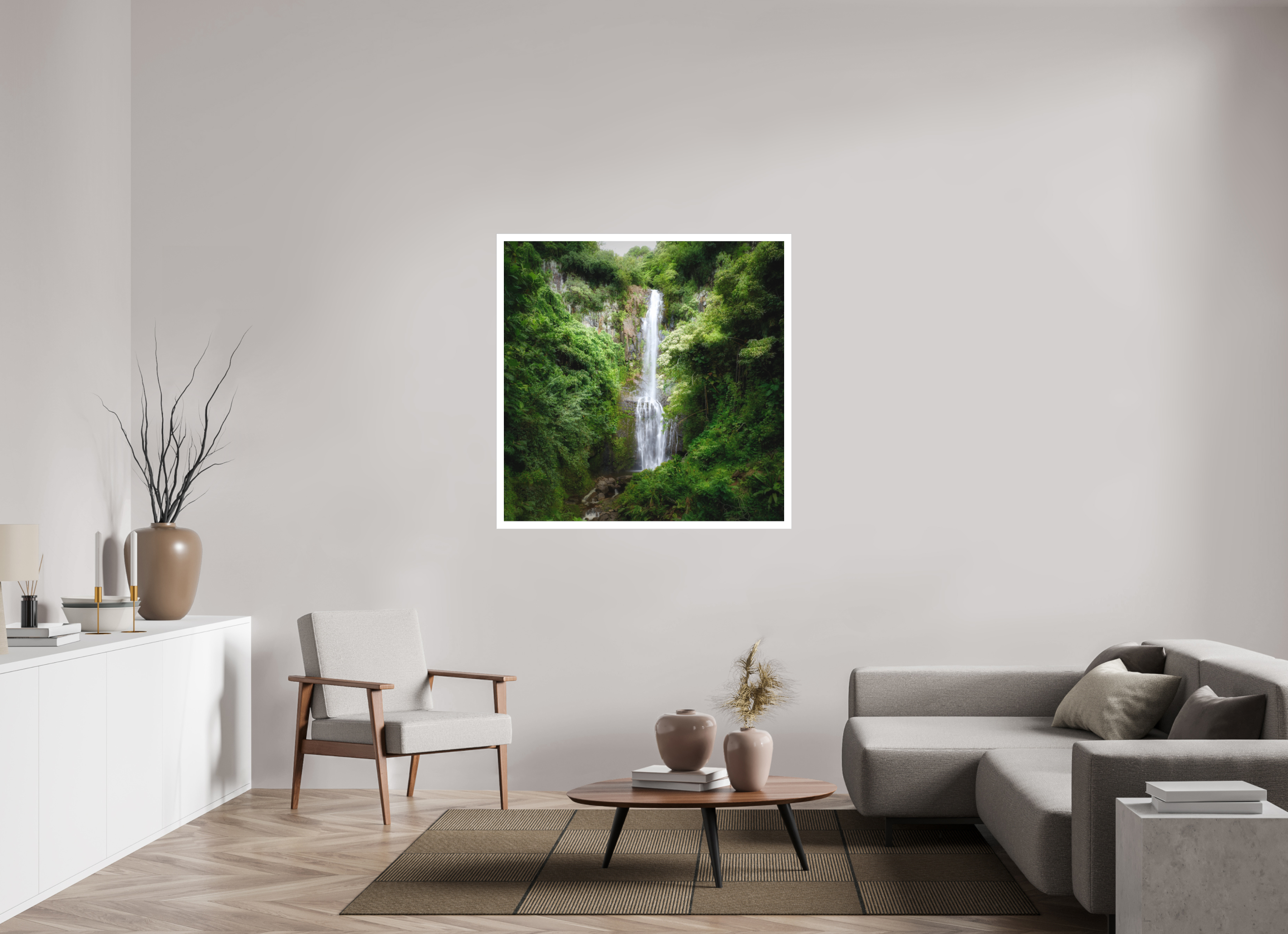 45 x 45″, Fine Art Bonded Acrylic Maui's Makahiku Falls