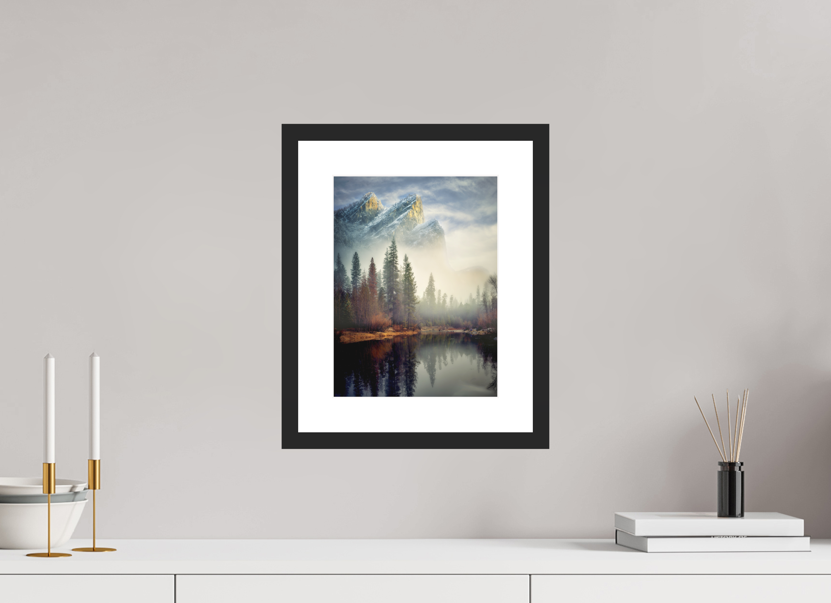 9 x 12″, Passe-Partout Black Frame Leviathans I: In the Mist of the Merced