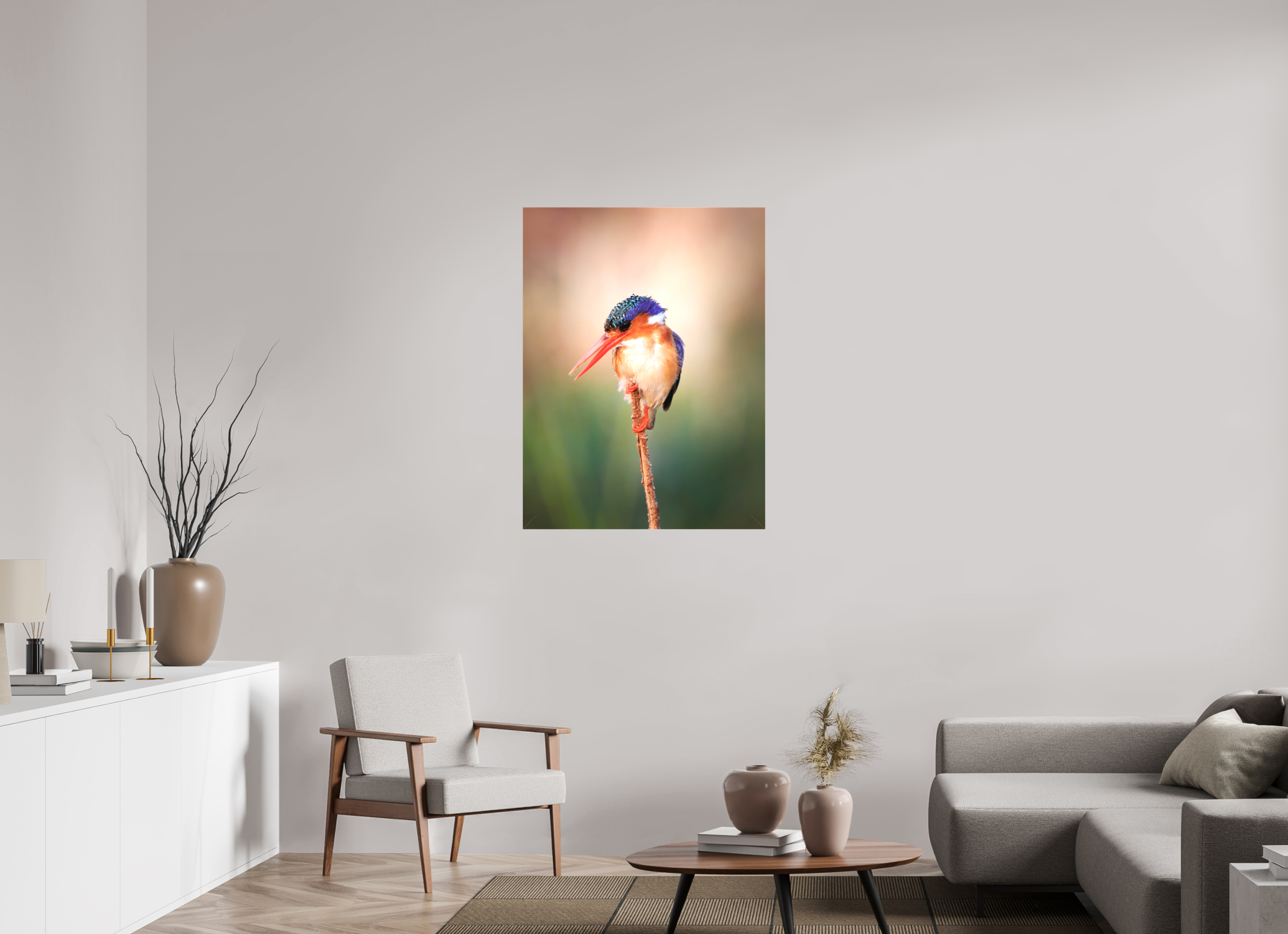 30 x 40″, Fine Art Textile Chobe River Kingfisher