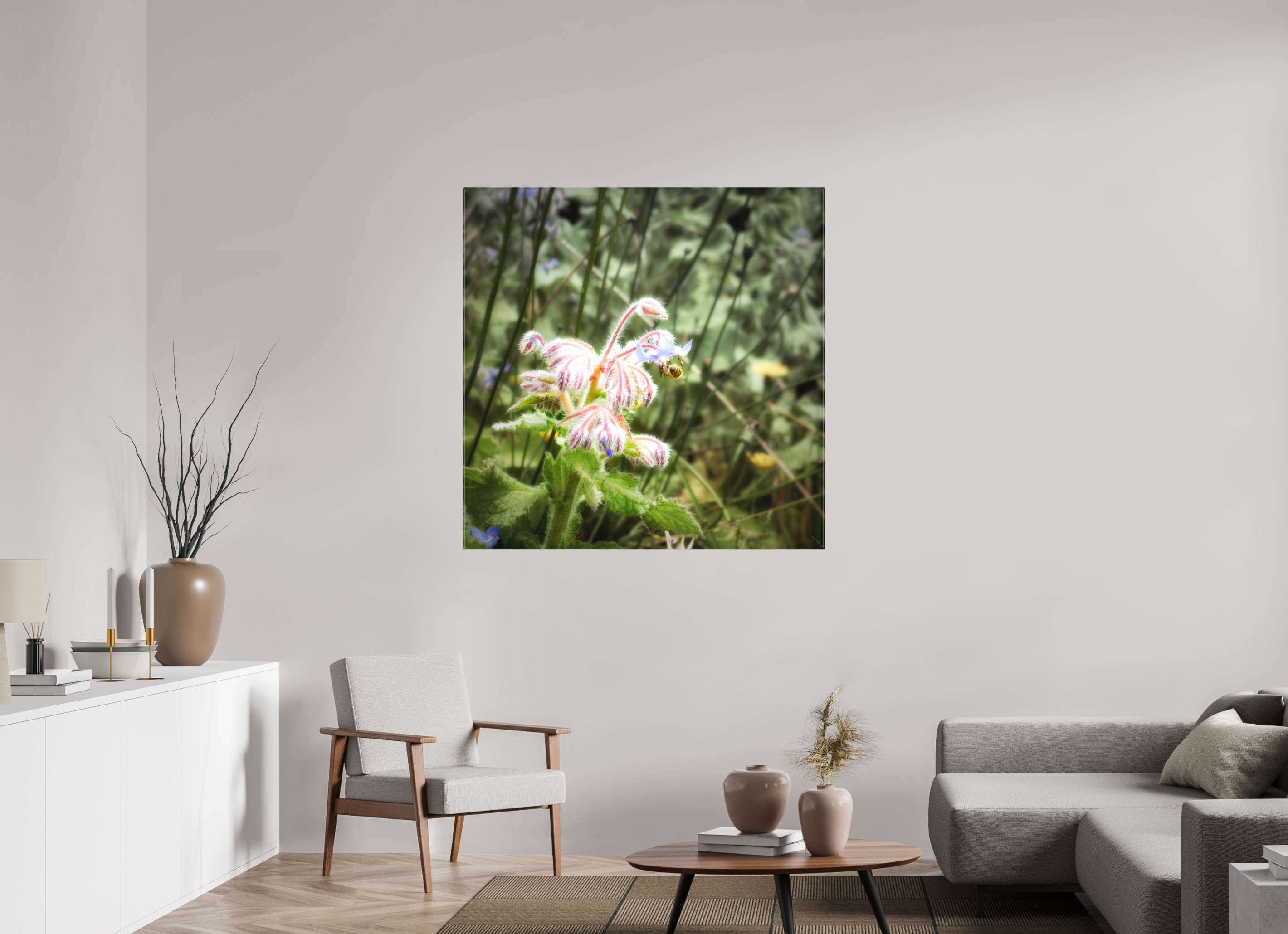 45 x 45″, Fine Art Textile Maui Honeybee Hard at Work