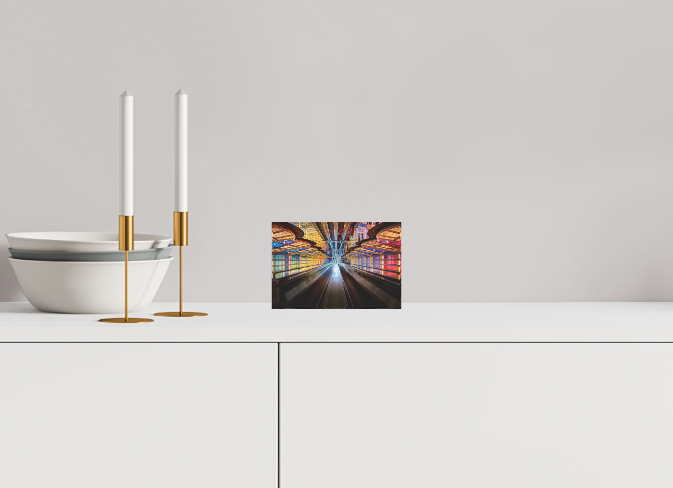 6 x 4″, Acrylic Block Gift Set Chicago O'Hare Airport's Neon Walkway