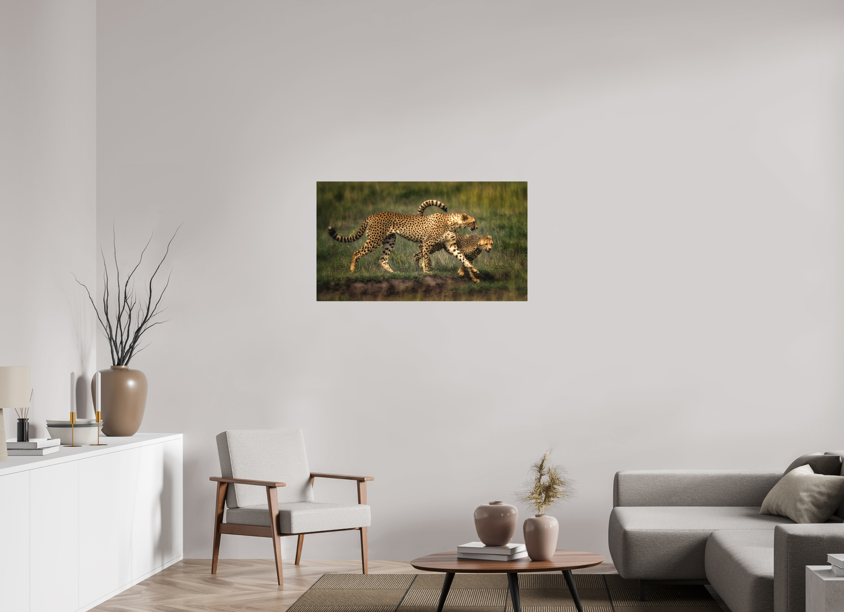 40 x 22.5″, Fine Art Textile Mother & Son on the Serengeti