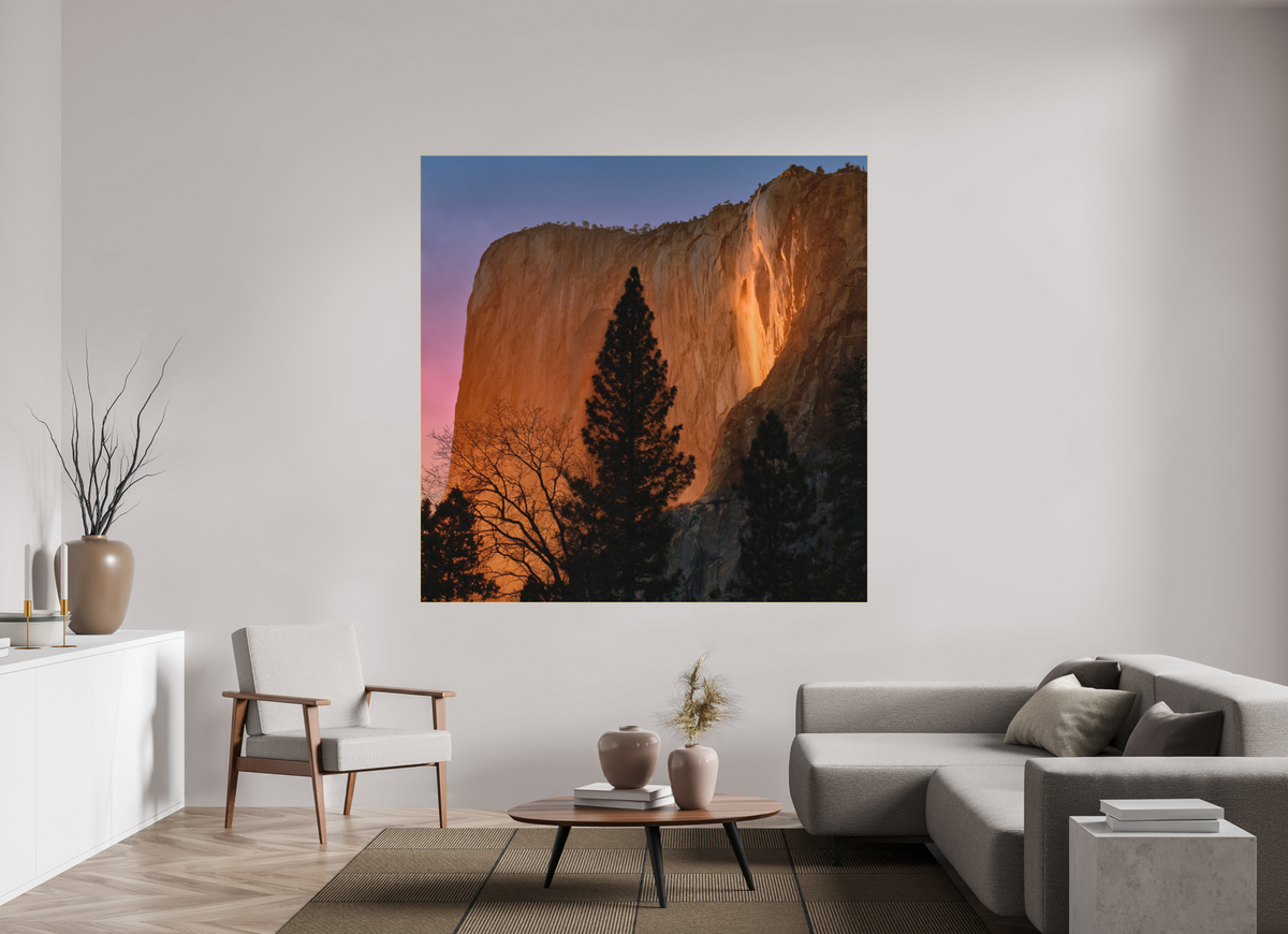 70 x 70″, Bonded Acrylic Gold Frame Horsetail Fall 2025