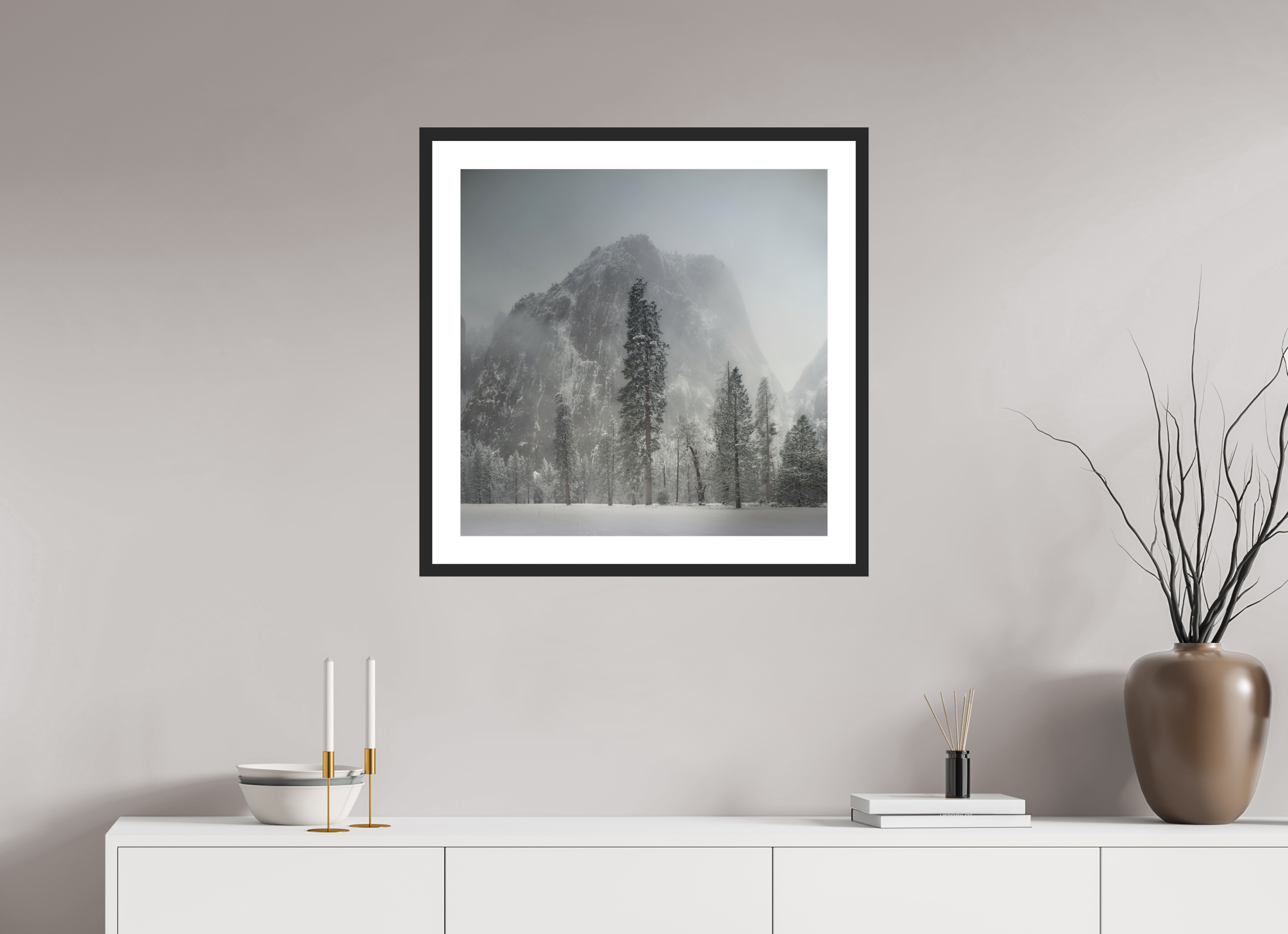 25 x 25″, Passe-Partout Black Frame Winter Is Here