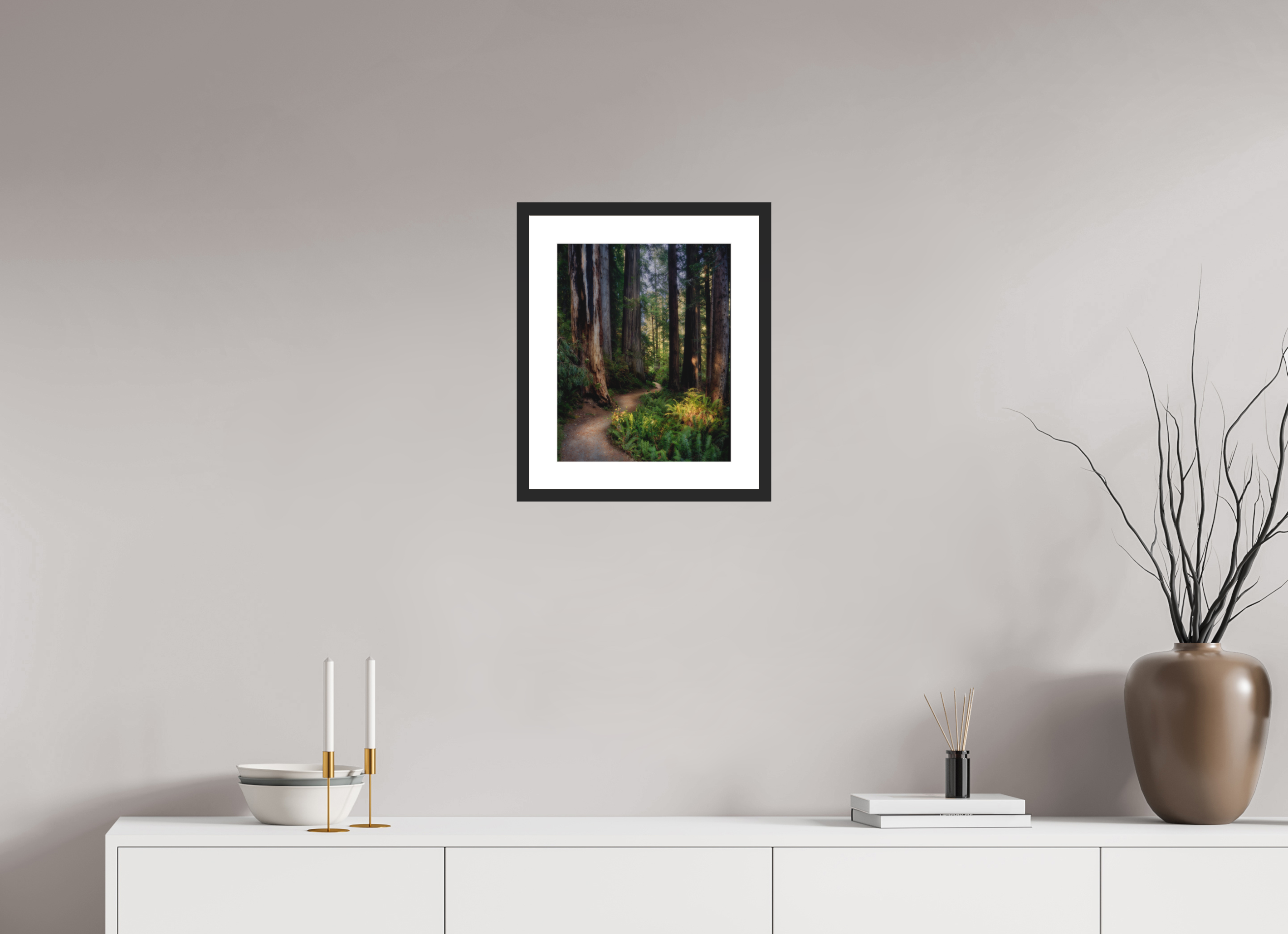 12 x 15″, Passe-Partout Black Frame Prairie Creek Redwoods Pathway