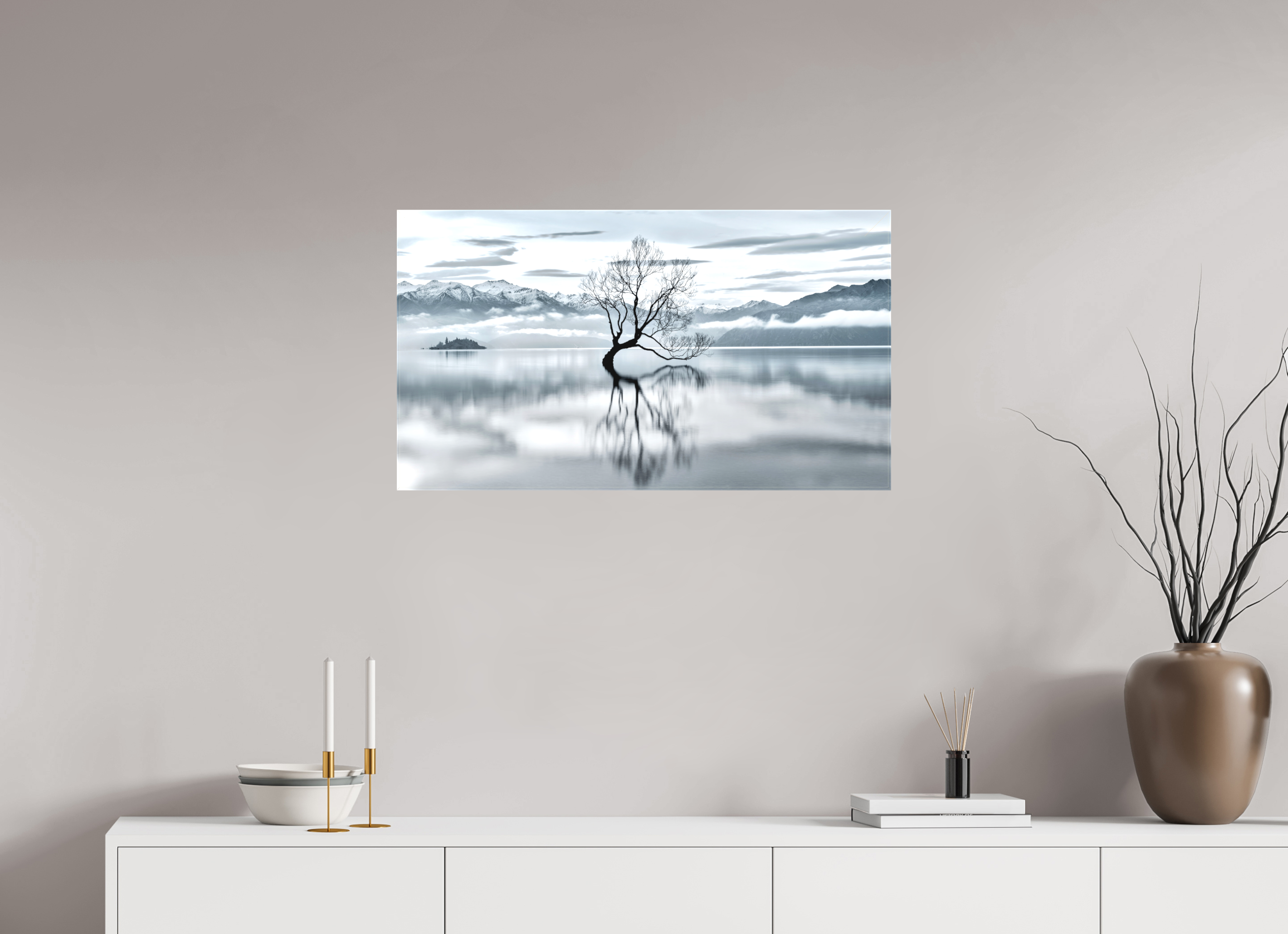 32 x 18″, Fine Art Textile Wanaka III: Almost Monochrome