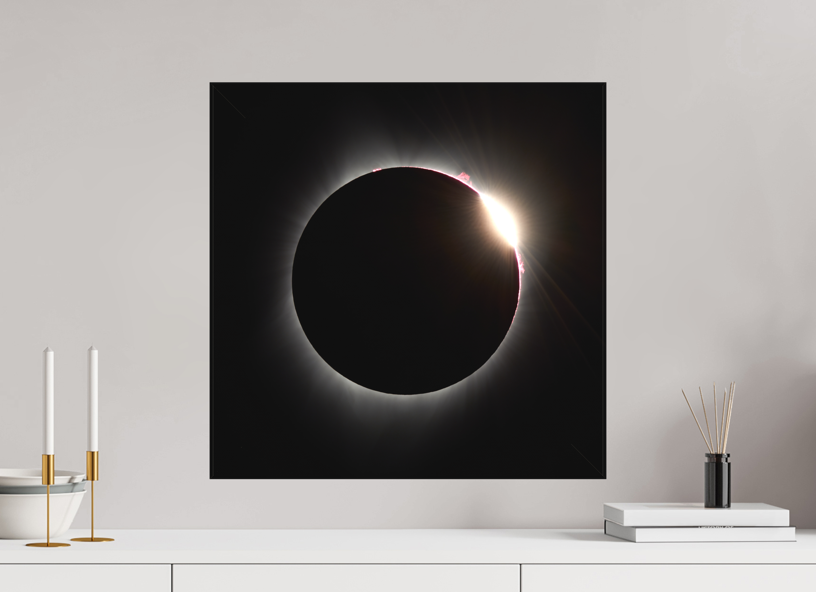 20 x 20″, Fine Art Textile 2017 Eclipse: The Diamonmd Ring in Oregon