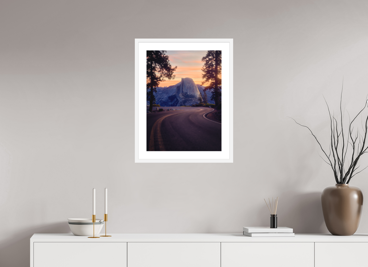 18 x 24″, Passe-Partout White Frame Flexus: Half Dome from Horseshoe Curve