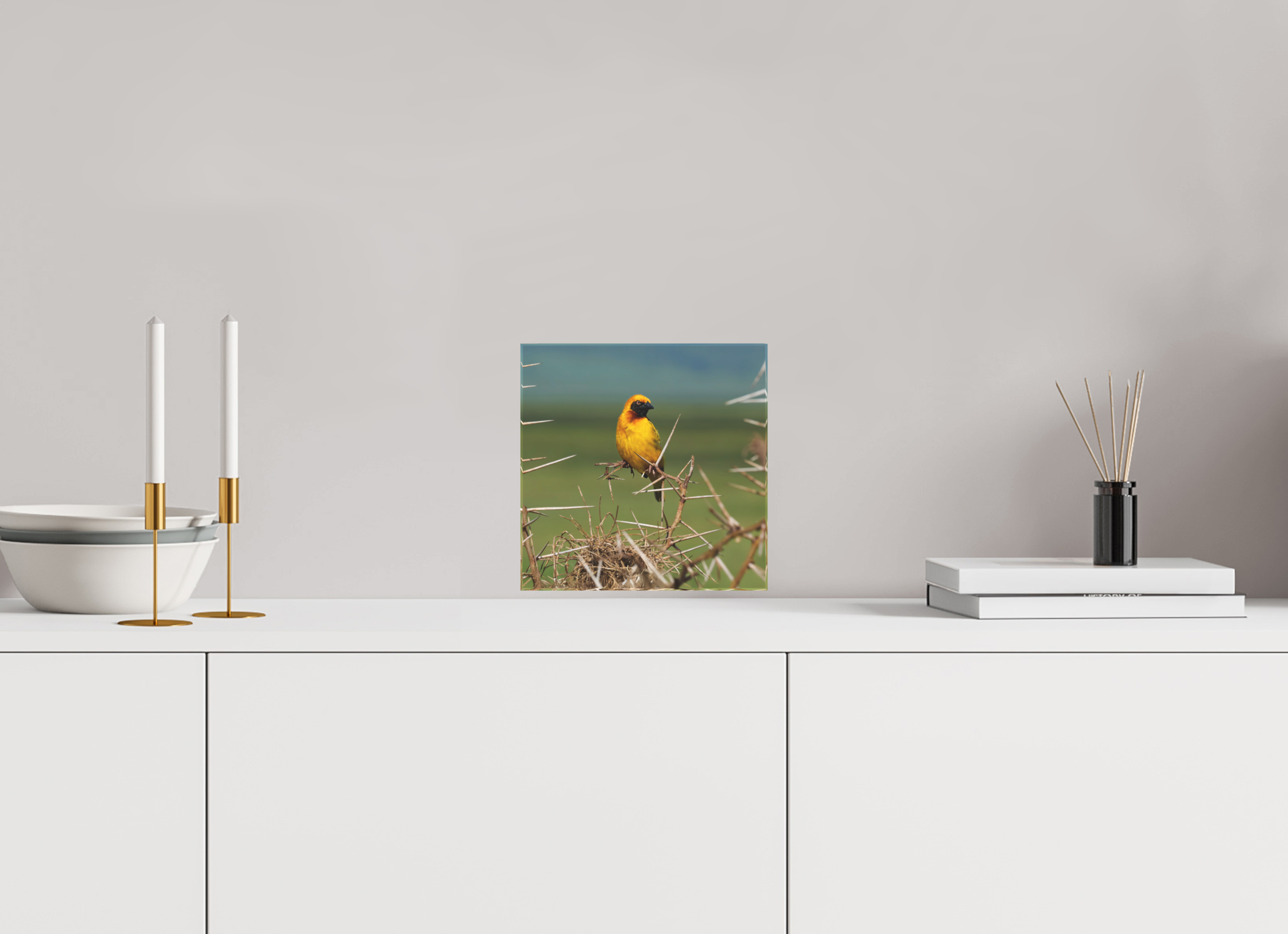 8 x 8″, Acrylic Block Gift Set Afrcan Golden Weaver