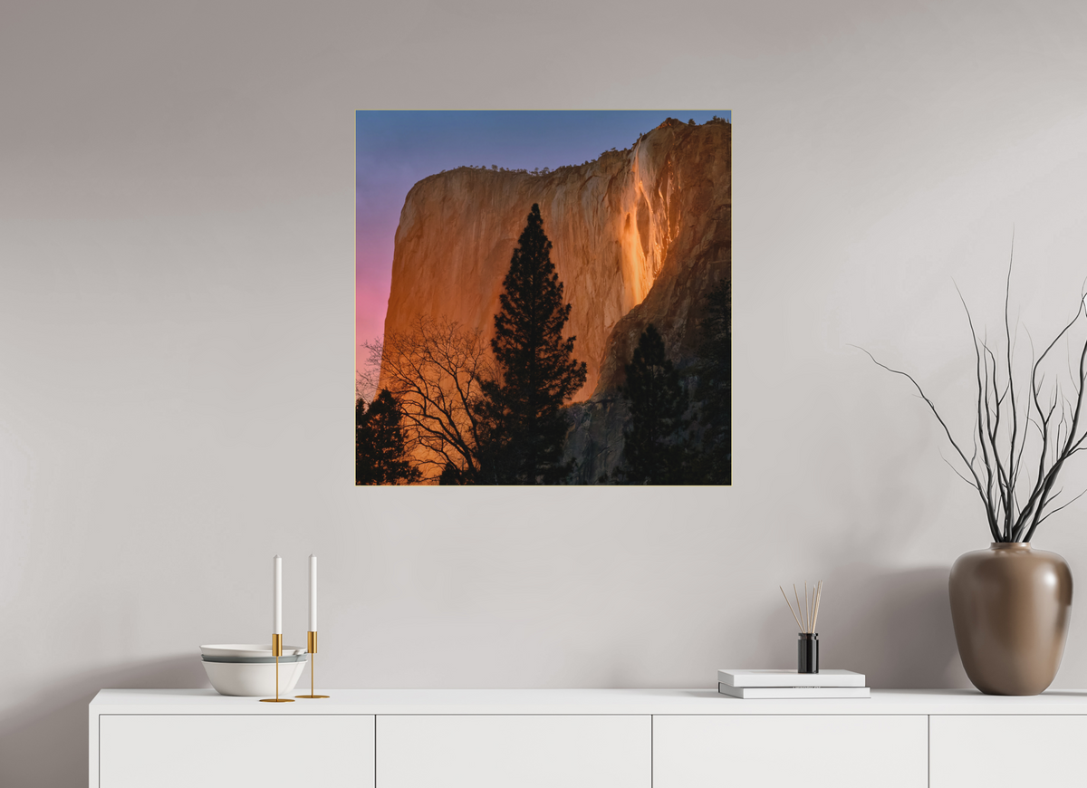 30 x 30″, Bonded Acrylic Gold Frame Horsetail Fall 2025