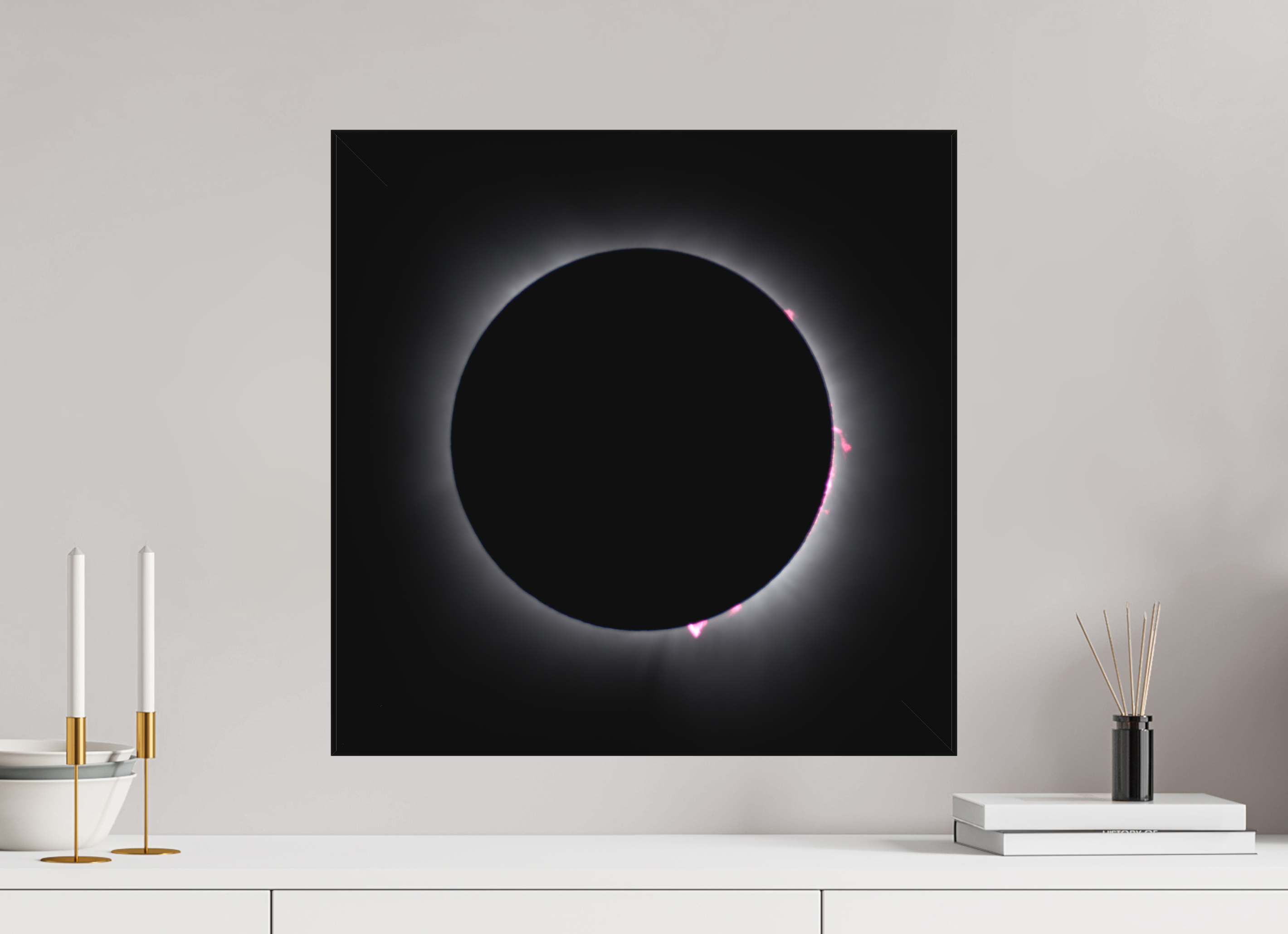 20 x 20″, Fine Art Textile 2024 Eclipse: Totality & Baily's Beads