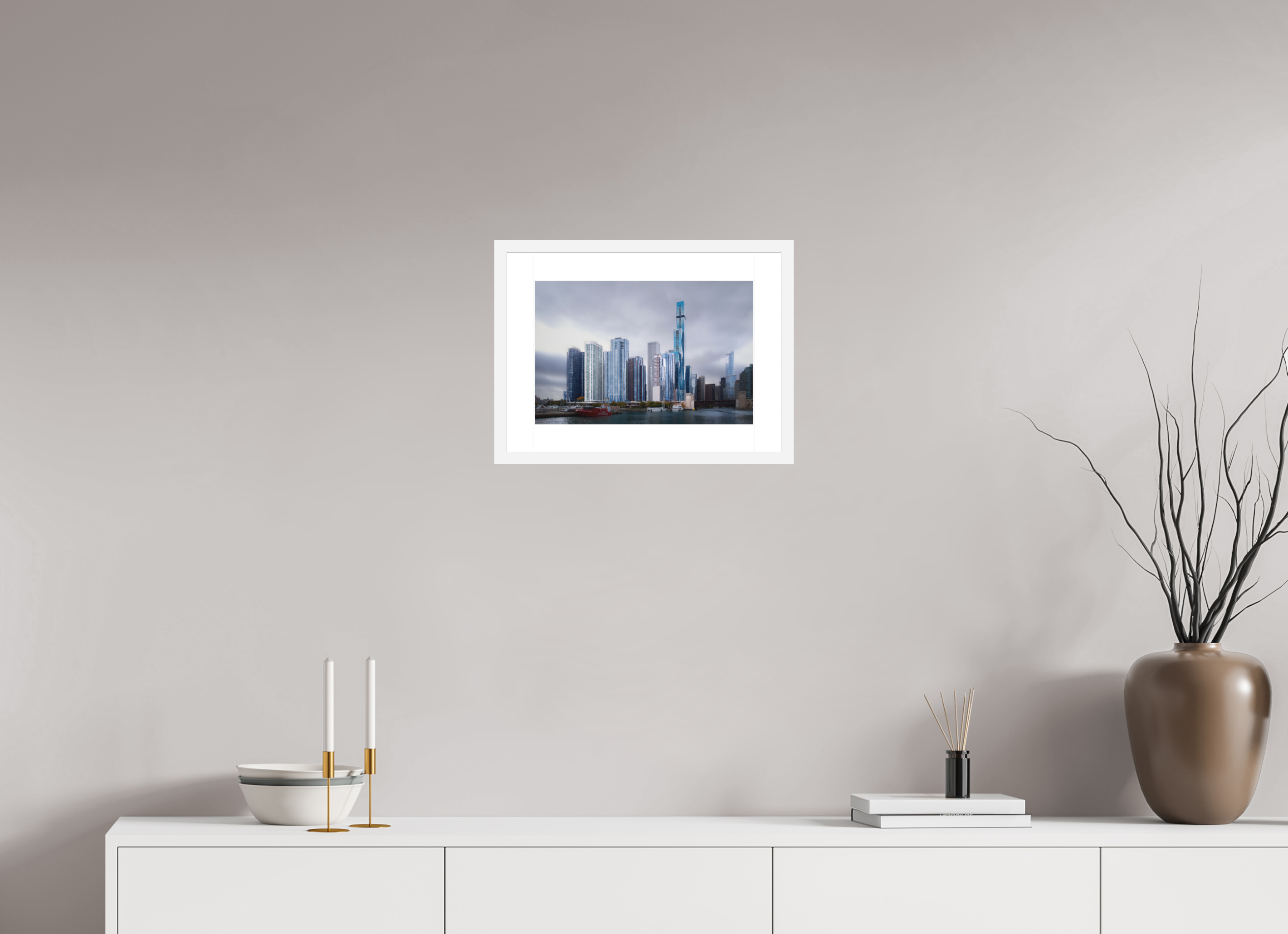 15 x 10″, Passe-Partout White Frame Tomorrow Land — the Chicago Skyline